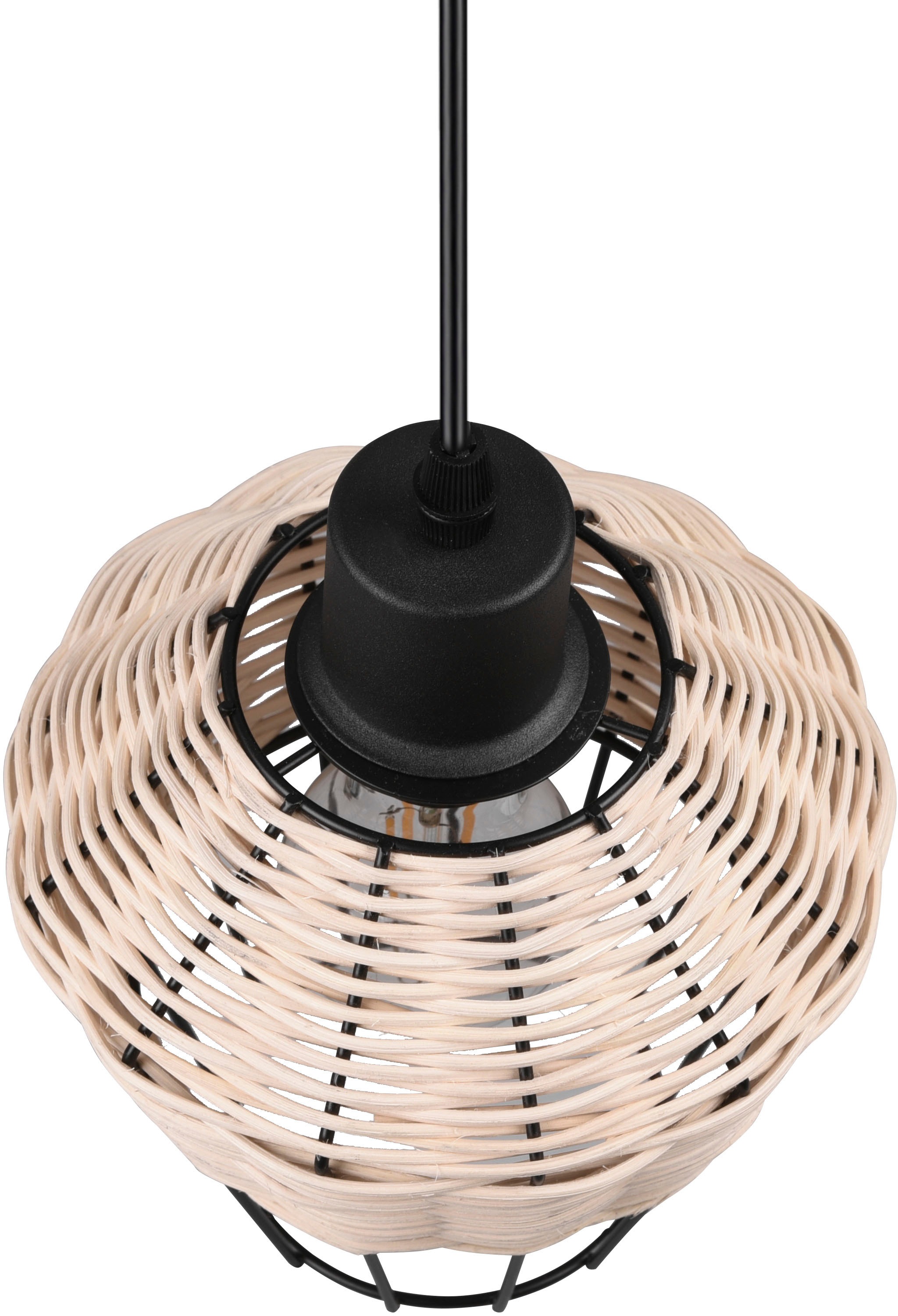 REALITY Leuchten Pendelleuchte »Borka«, 1 flammig, Leuchtmittel E27 | ohne Leuchtmittel, Boho Hängelampe aus Rattan 1-flammig exkl E27 max 40W höhenverstellbar