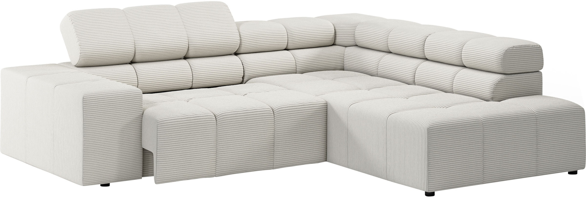 INOSIGN Ecksofa »Ancona, incl. Kopfteilverstellung + 3 Zierkissen, L-Form, bequem«, wahlweise motorische Sitztiefenverstellung, B/T(H: 249/215/70 cm