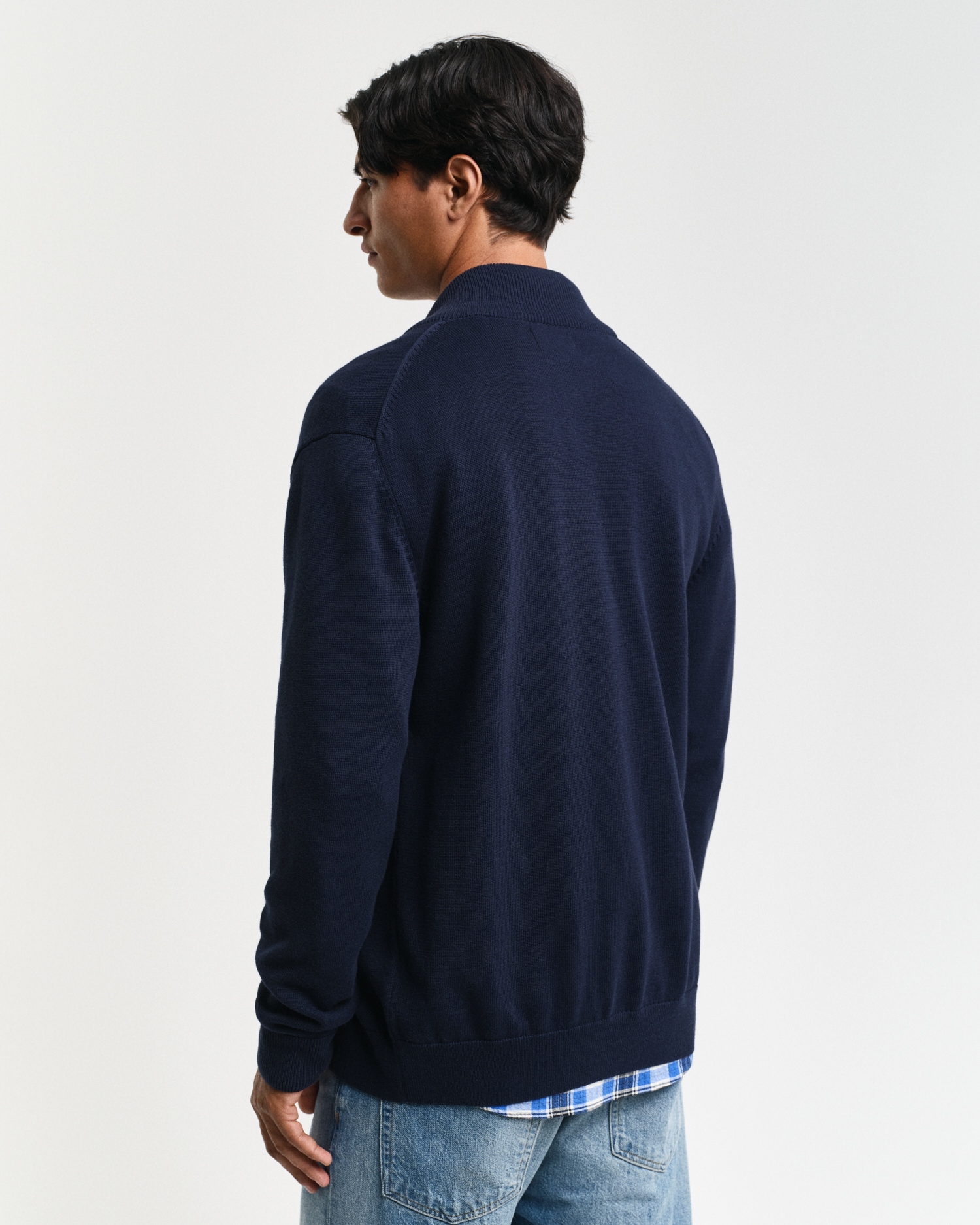 Gant Cardigan »CASUAL COTTON ZIP CARDIGAN« Mit Rippbündchen an Stehkragen, Ärmeln und Saum