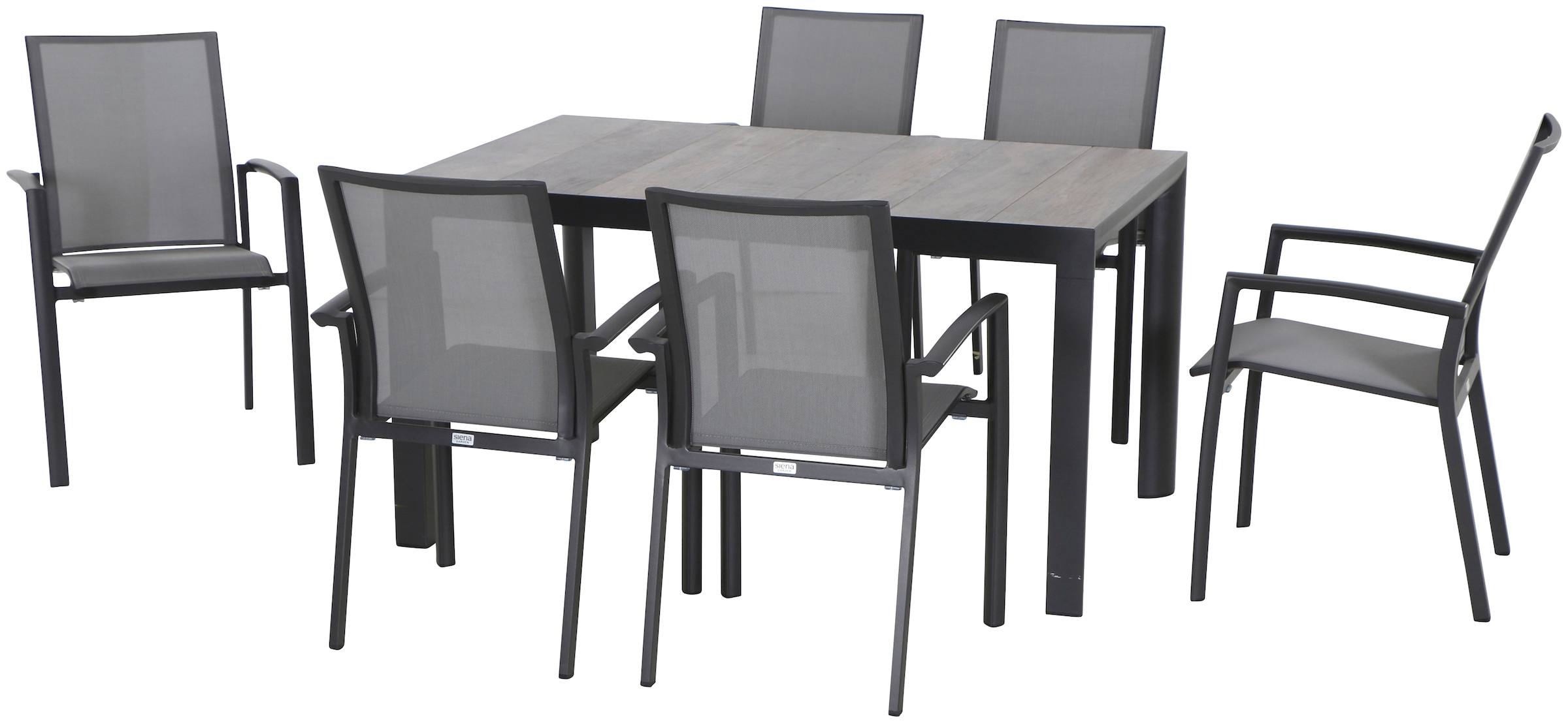 Garten-Essgruppe »Velia«, (7 tlg., 6x Dining Sessel: 56x66x89 cm, Tisch:140x90x74 cm),...