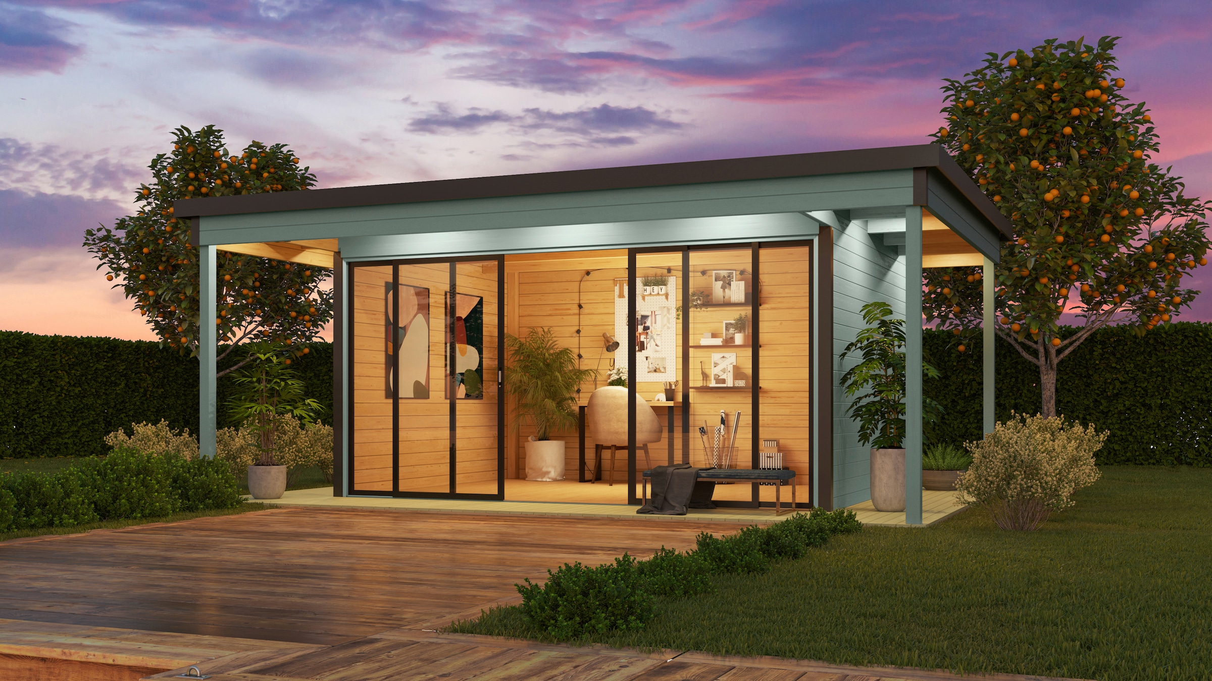 LASITA MAJA Gartenhaus »Domeo 4, Gletschergrün«, (Set), mit Überdachung