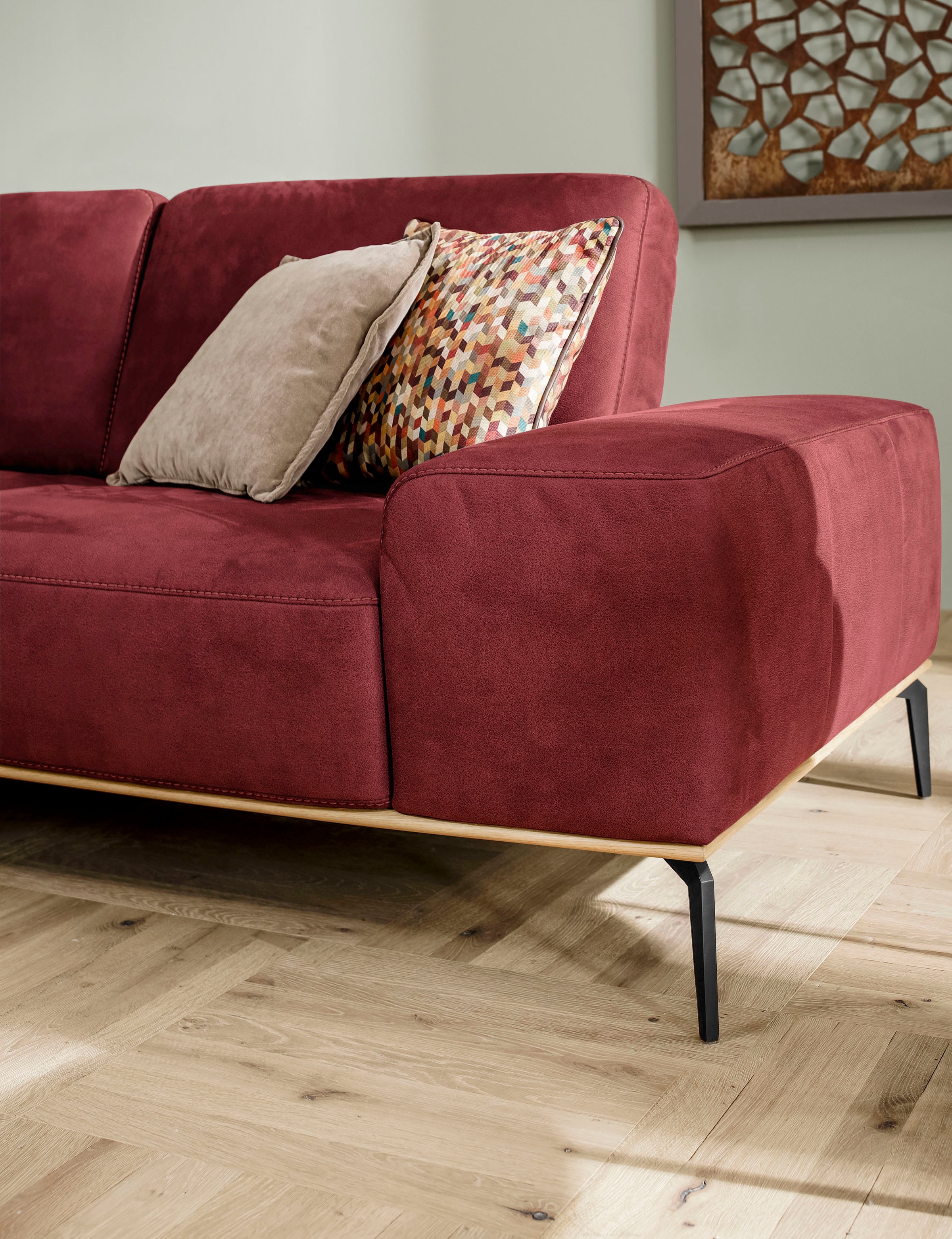 W.SCHILLIG Ecksofa »run, Designsofa mit tollem Sitzkomfort, bequem, L-Form«, mit Holzsockel, Füße in Schwarz pulverbeschichtet, Breite 319 cm
