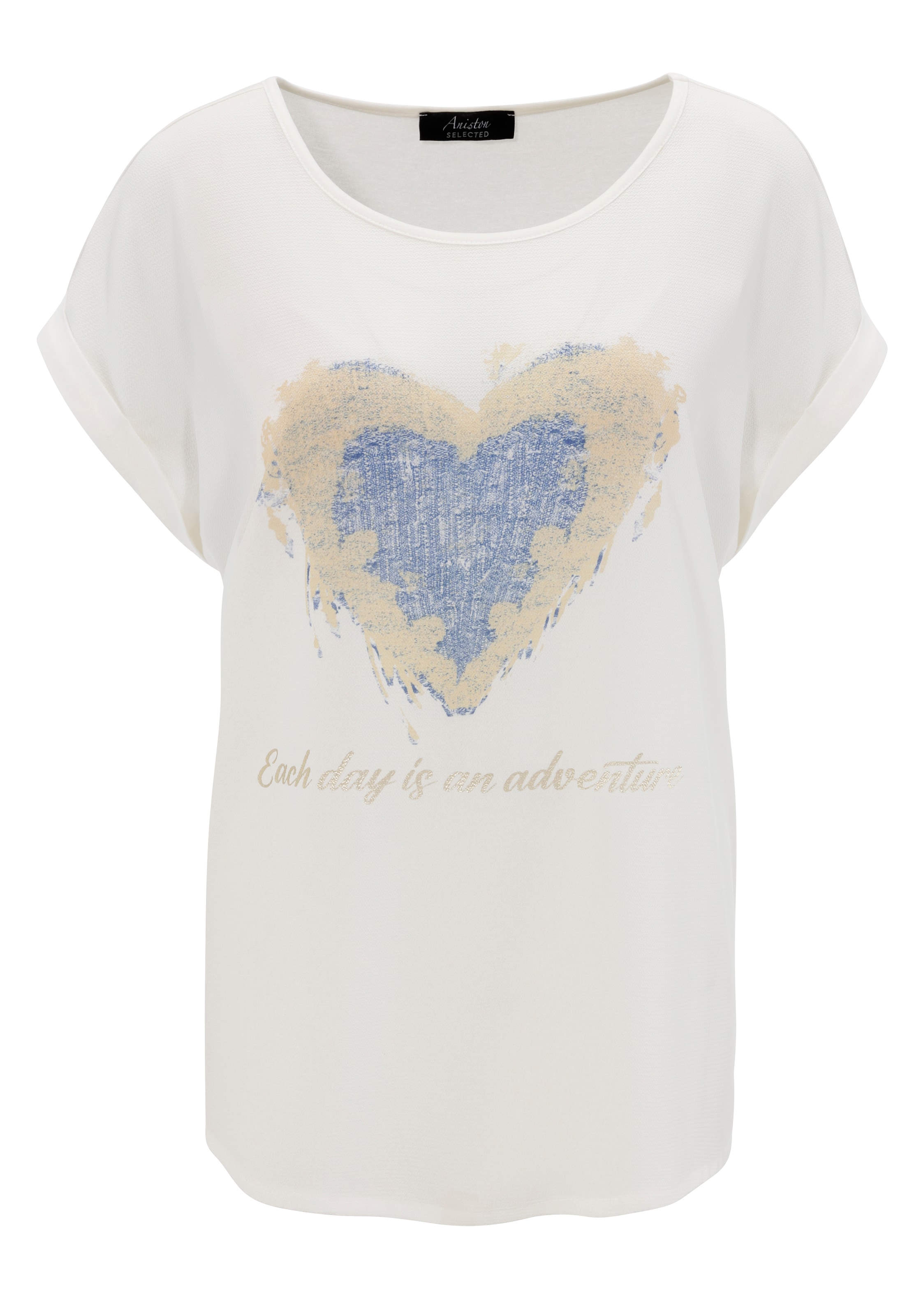 Aniston SELECTED Shirtbluse, teilweise mit glänzenden, goldfarbenen Folienprint