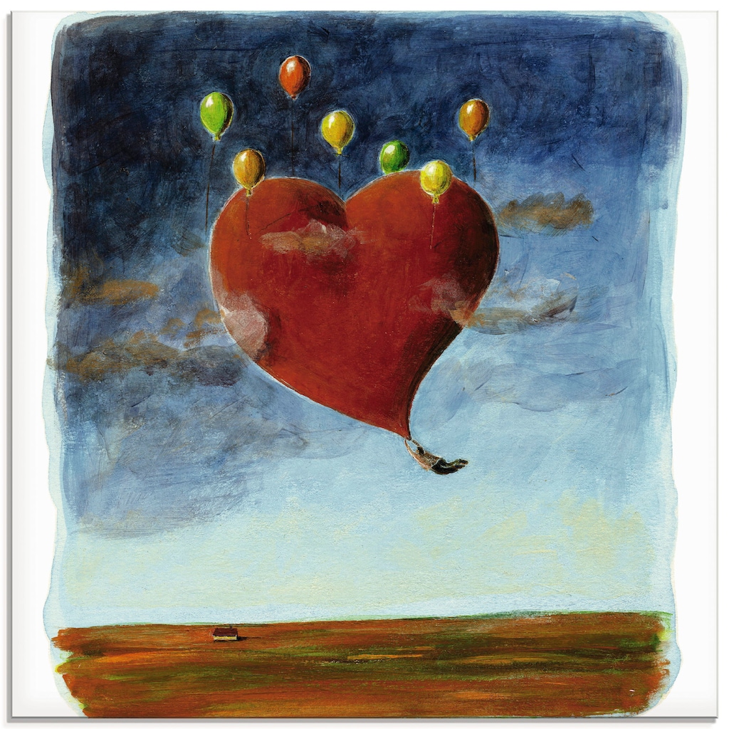 Artland Glasbild »Fliegendes Herz«, Herzen, (1 St.)