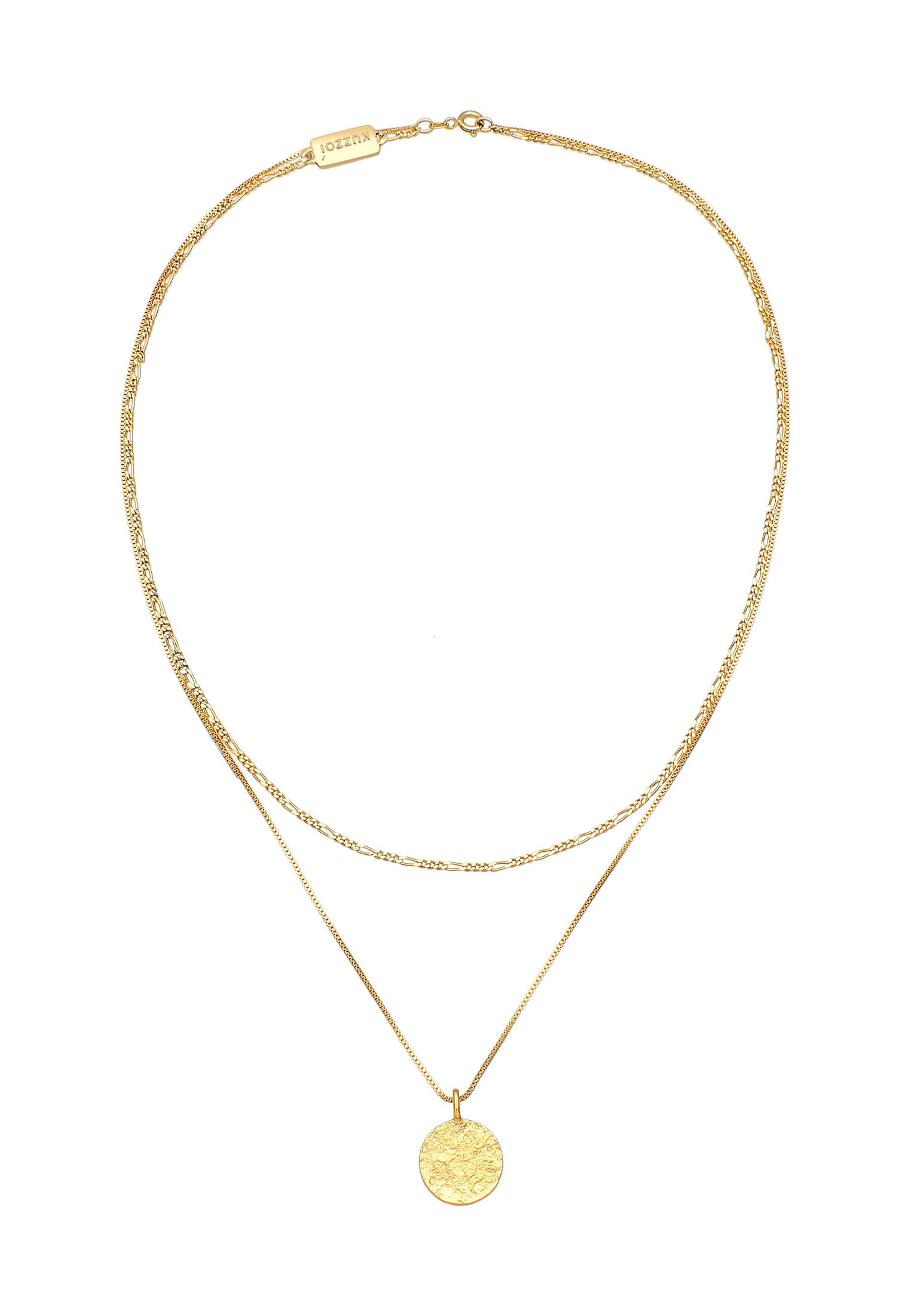 Kuzzoi Kette mit Anhänger »Halskette Herren Layer Figaro Venezianer Plättchen 925 Silber«