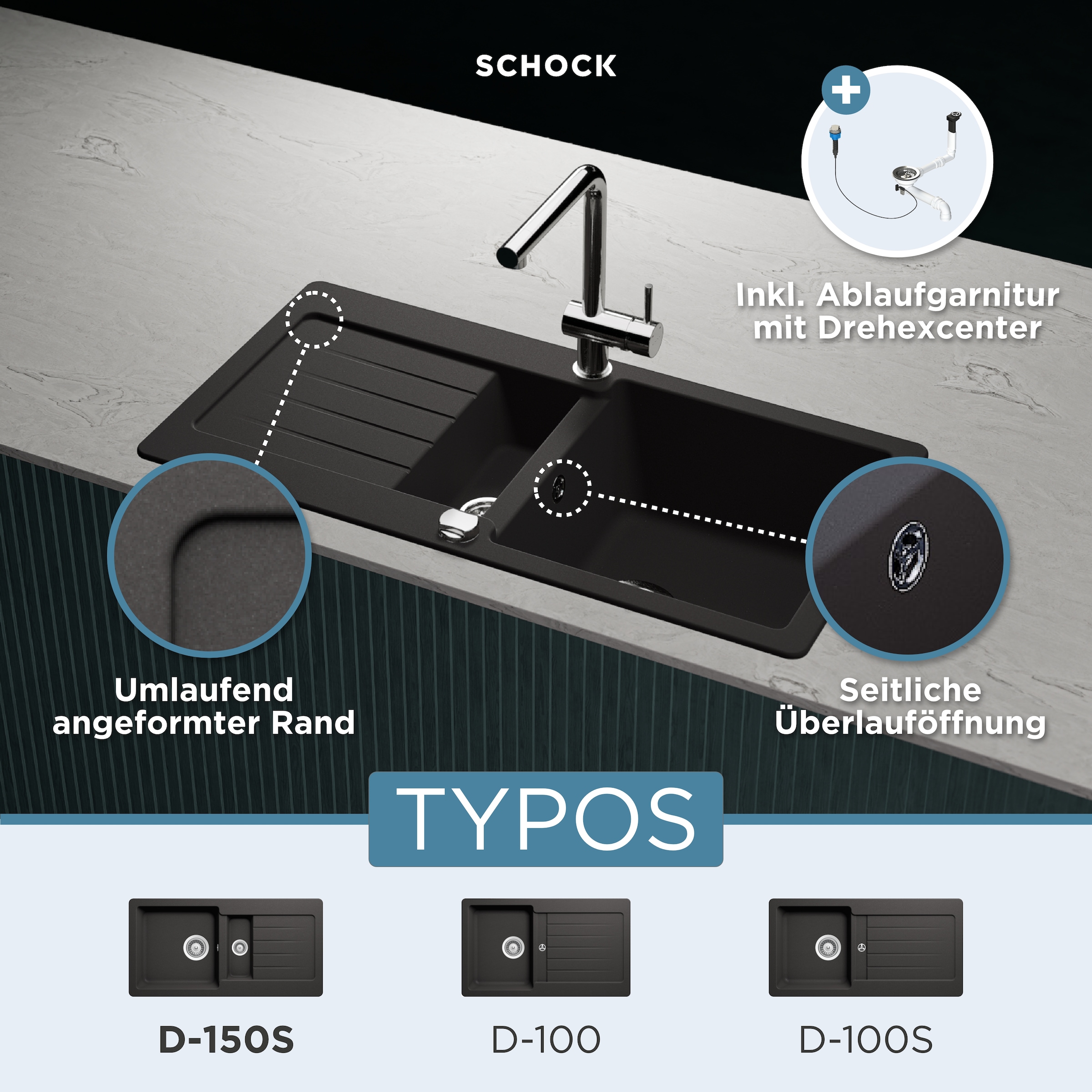 Schock Granitspüle »Typos DS«, mit Restebecken