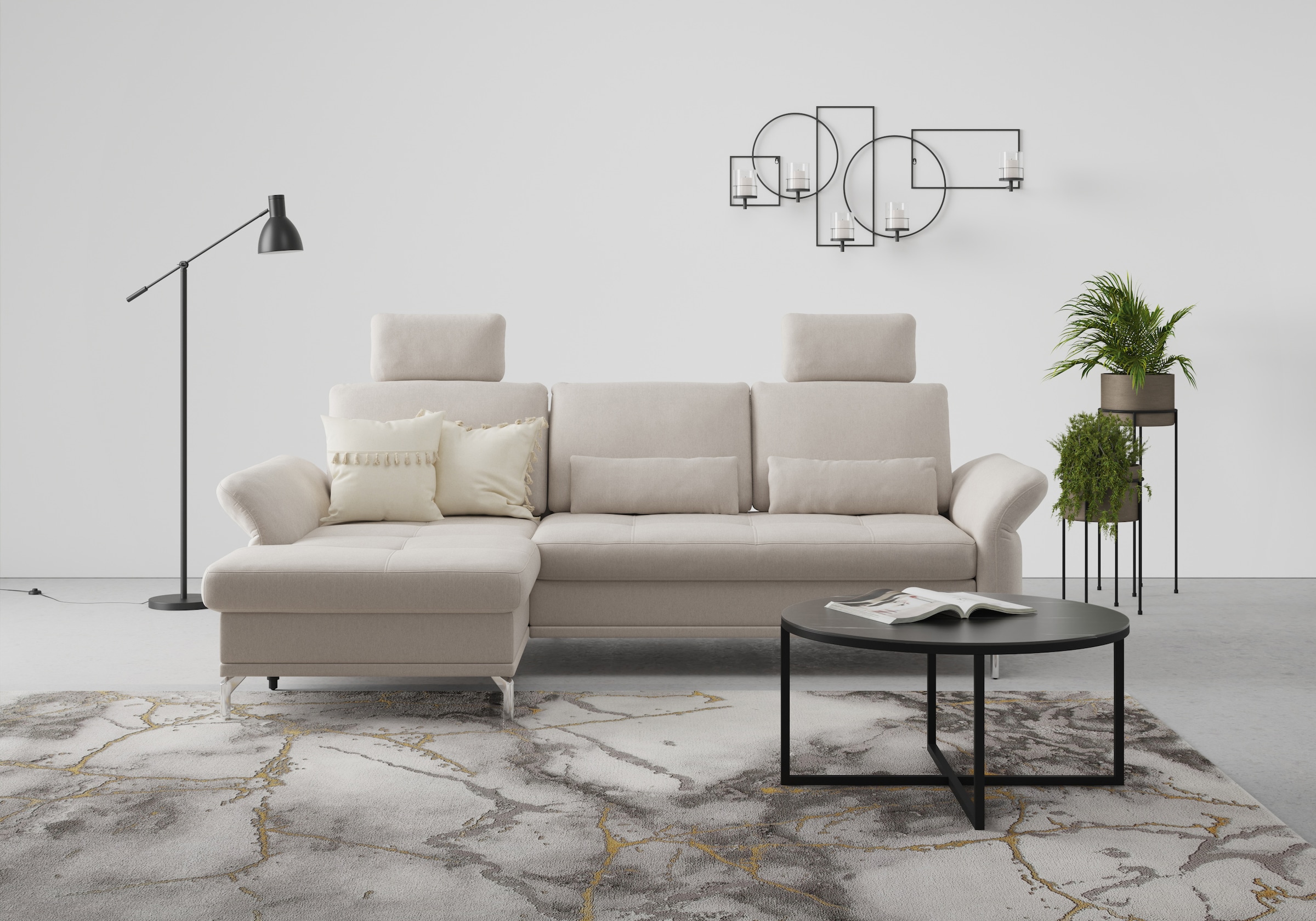 INOSIGN Ecksofa »Palm Beach L-Form« Federkern, mit Sitztiefenverstellung, wahlweise mit Bettfunktion