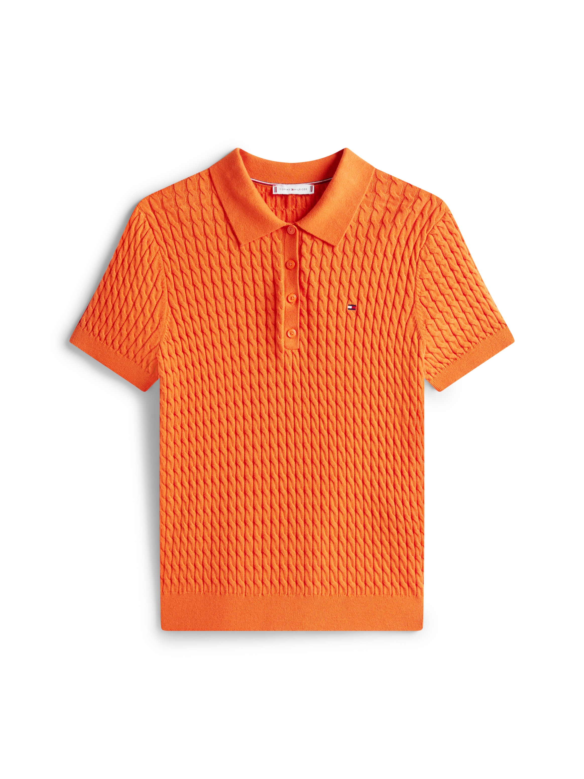 Tommy Hilfiger Poloshirt »CO CABLE POLO-NK SS SWEATER«, mit Zopfmuster