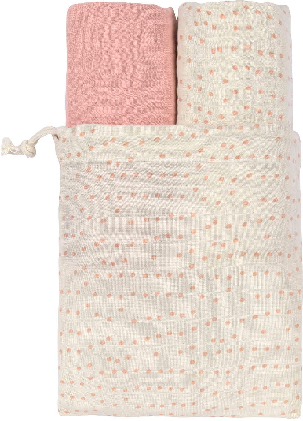 LÄSSIG Stoffwindeln »LÄSSIG X Raddis® Cotton, Einschlag- und Mulltuchset L, Rose«, (Set, 3 St.), mit wiederverwendbarem Baumwollbeutel