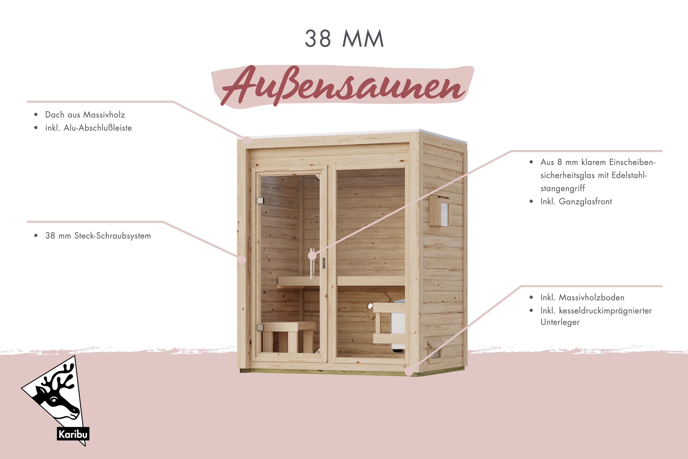 Karibu Saunahaus »Micore 2« verschiedene Varianten