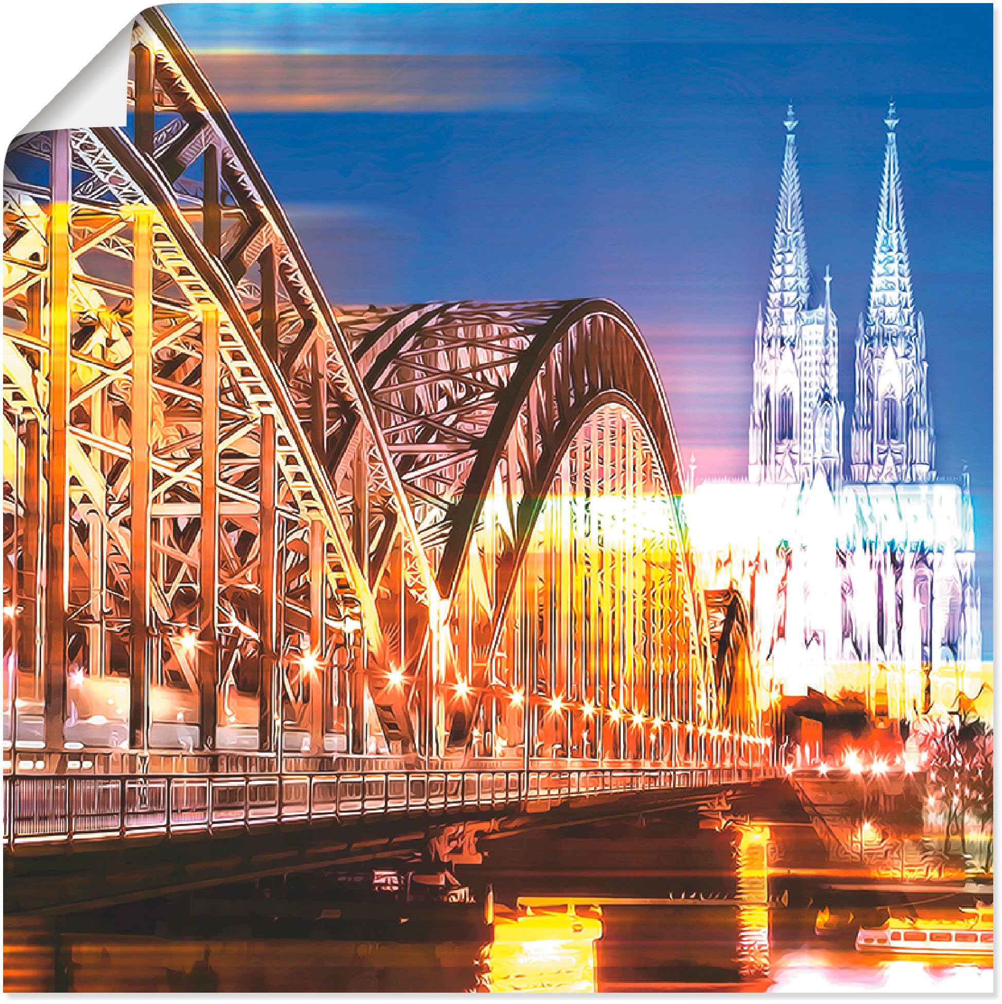 Artland Wandbild »Köln Skyline Abstrakte Collage 10«, Brücken, (1 St.), als Leinwandbild, Wandaufkleber oder Poster in versch. Größen