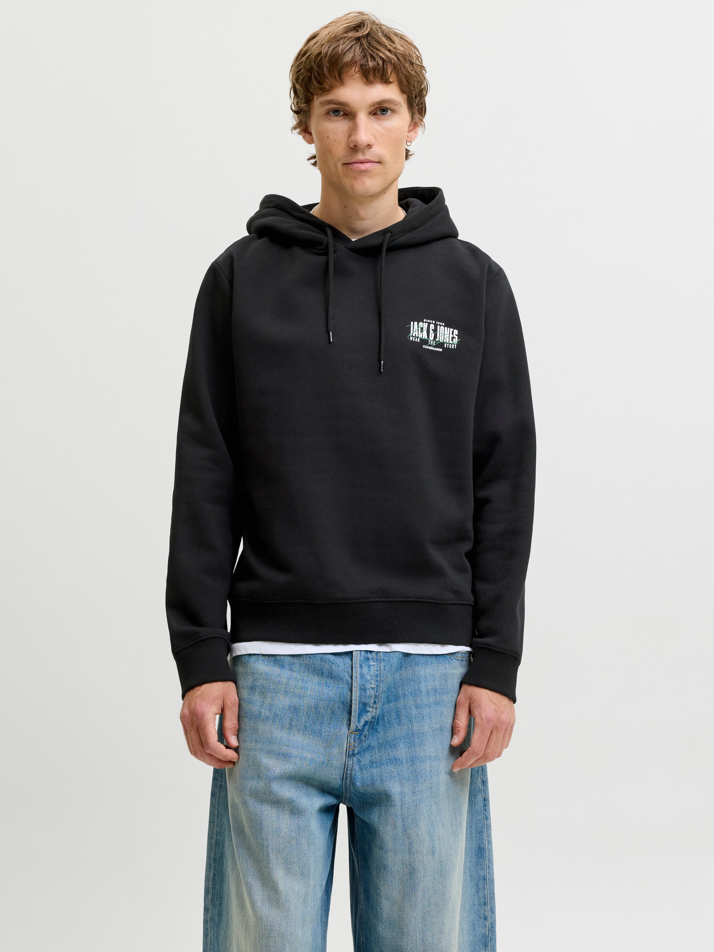 Jack & Jones Kapuzensweatshirt »JJAERO SWEAT HOOD«, Materialmix, regular fit
