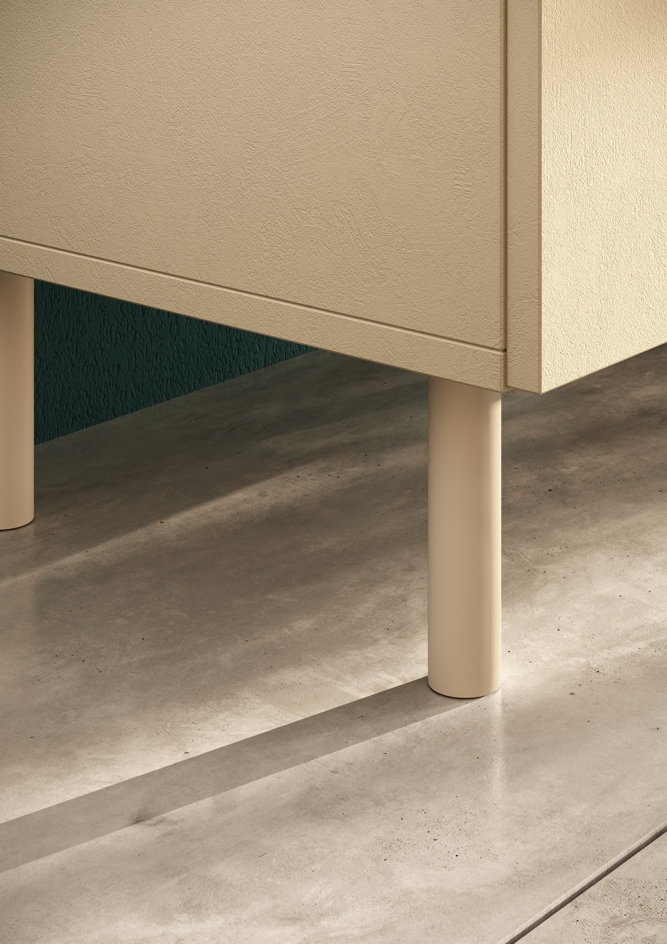 OTTO home Lowboard »Dobbiaco, 202 cm breit, 4 Türen, Mediaboard, TV-Schrank« Innenliegendes Top, gerade Metallfüße, Tür mit Rundung