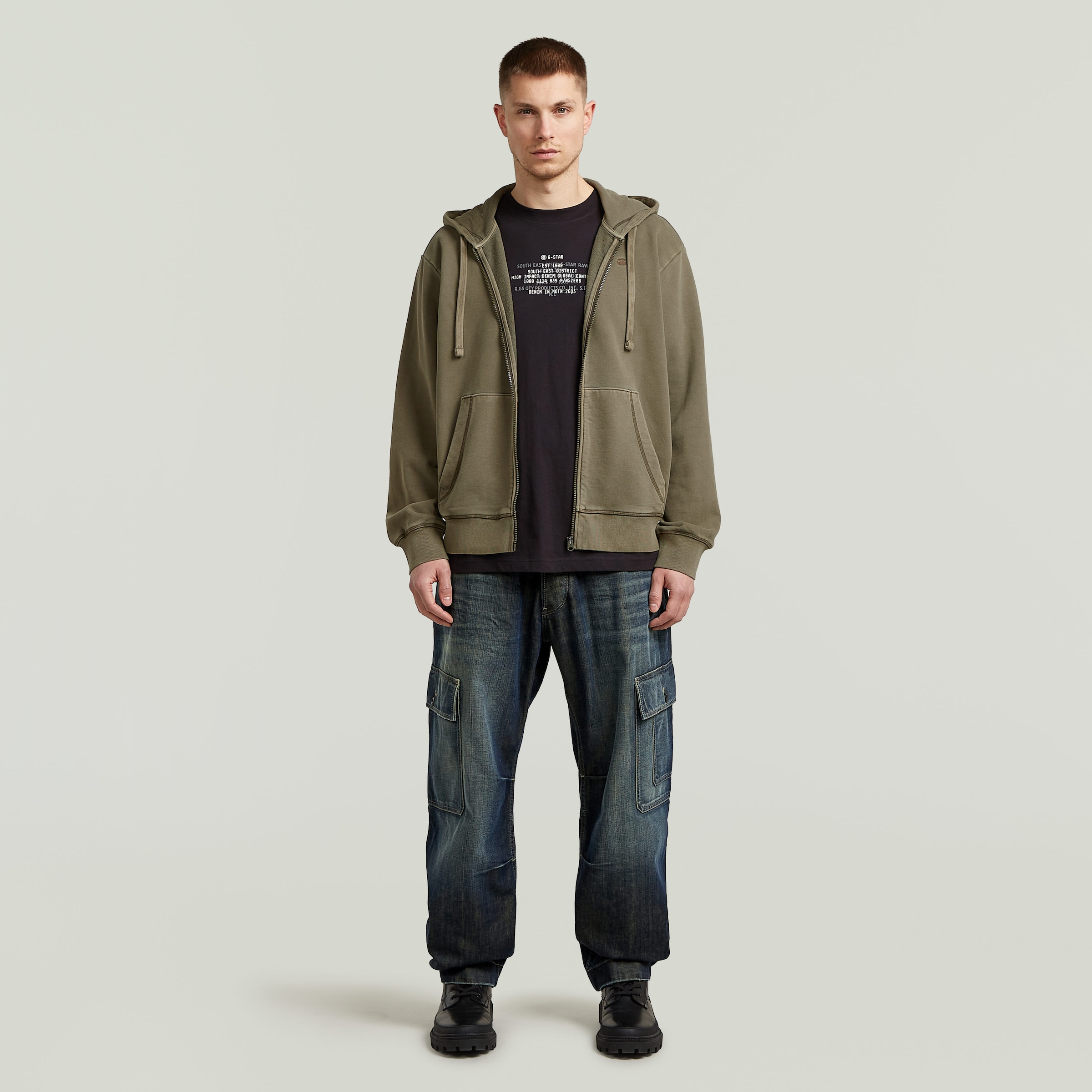 G-STAR Kapuzensweatjacke »Modern washed full zip hdd sw ls« in Baumwollqualität, Regular Fit