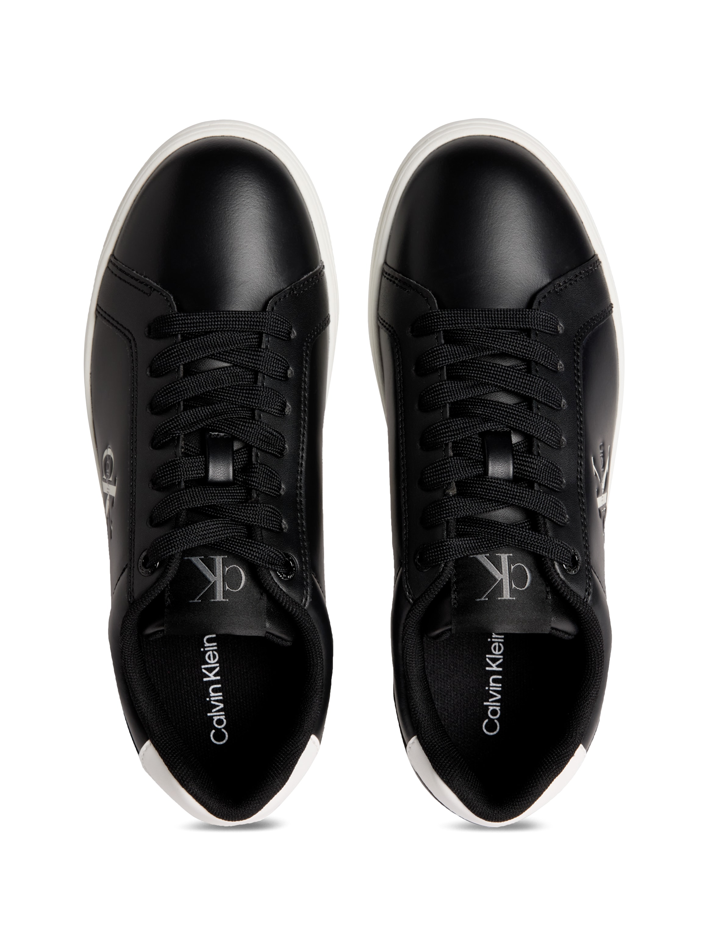 Calvin Klein Jeans Plateausneaker »CLASSIC CUPSOLE MONO LTH WN«, Schnürschuh, Halbschuh, Freizeitschuh mit seitlichem Logo