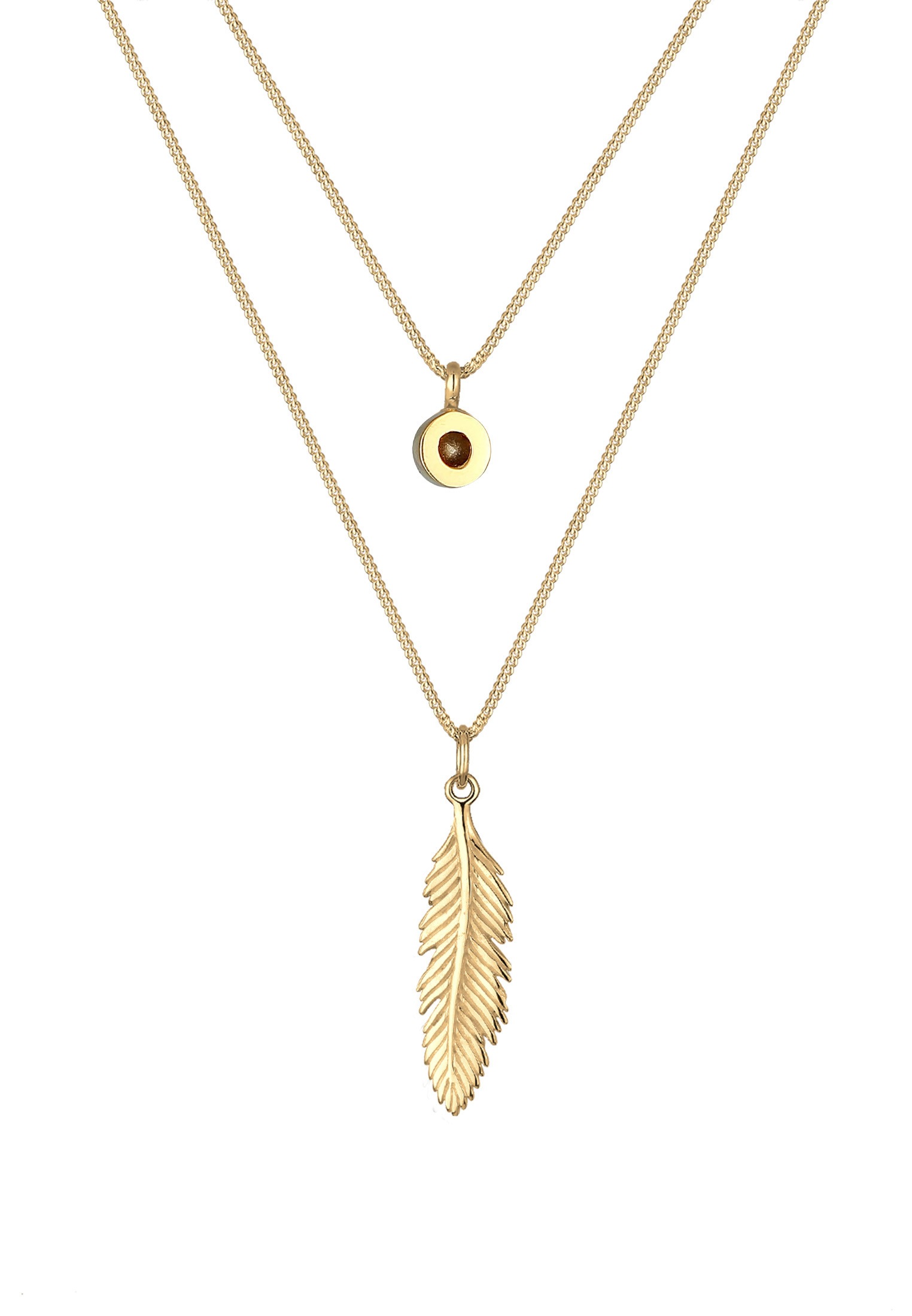 Elli Silberkette »Halskette Layer mit Feder und Kristalle 925 Sterling Silber«