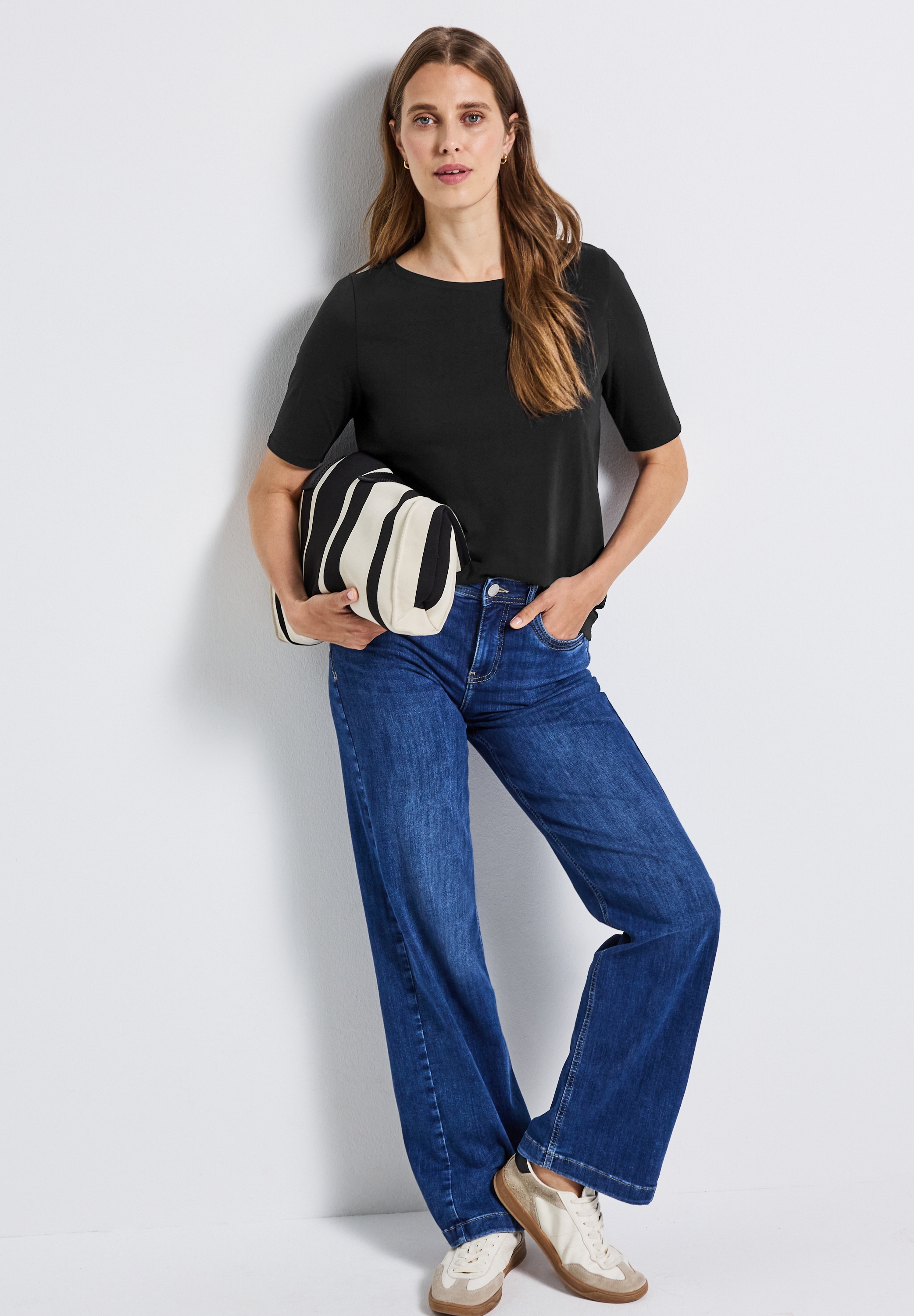 STREET ONE T-Shirt, U-Boot Ausschnitt, Basic