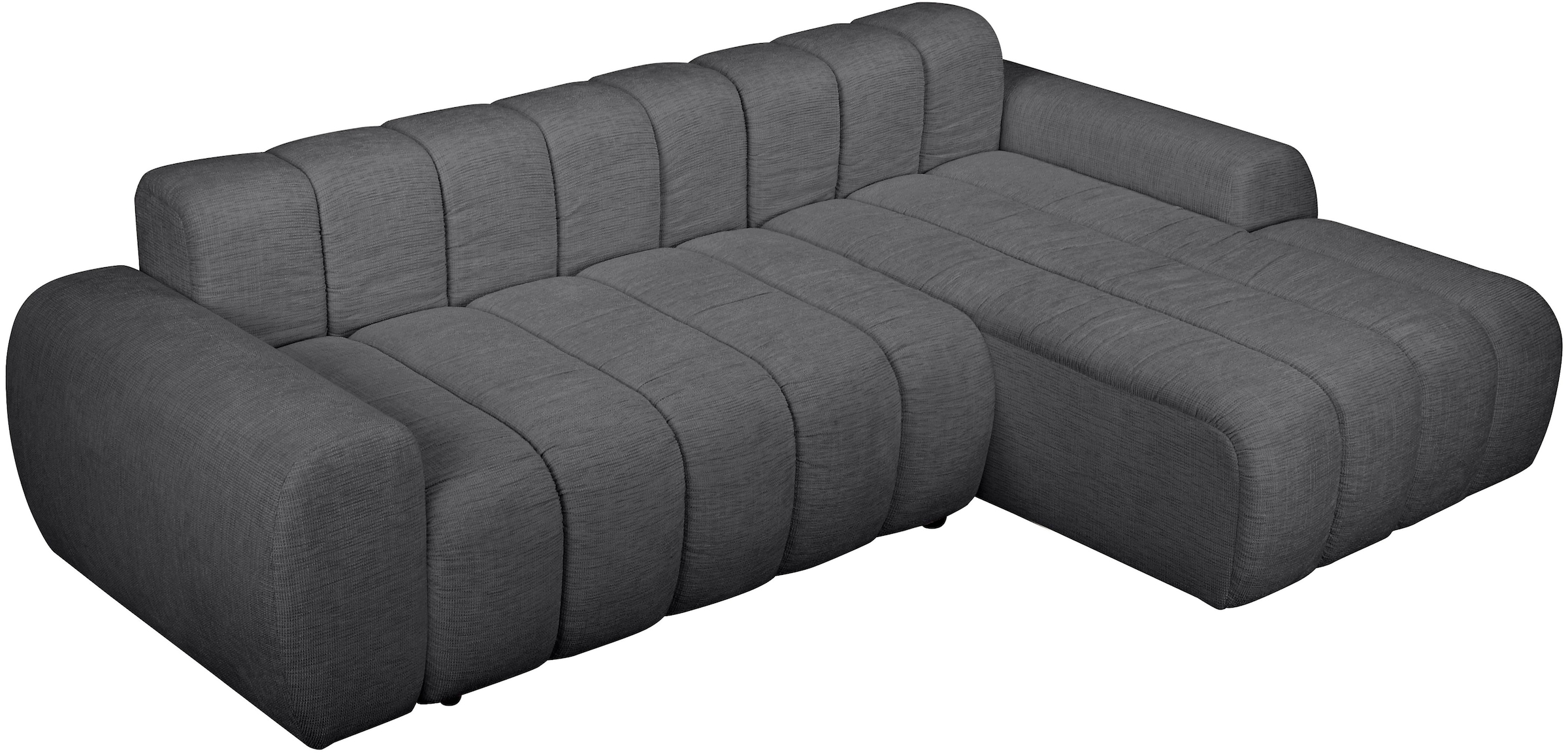 OTTO home Ecksofa »LAURRENT Feinstruktur L-Form, 246 cm« Schlaffunktion (123/191cm), Bettkasten, Taschenfederkern und Topper