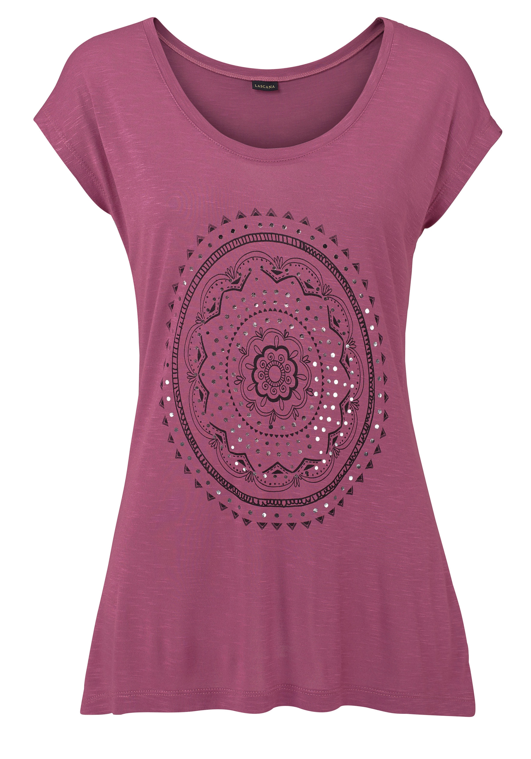 LASCANA Strandshirt mit Print und glänzendem Effekt, Ethno-Look, casual