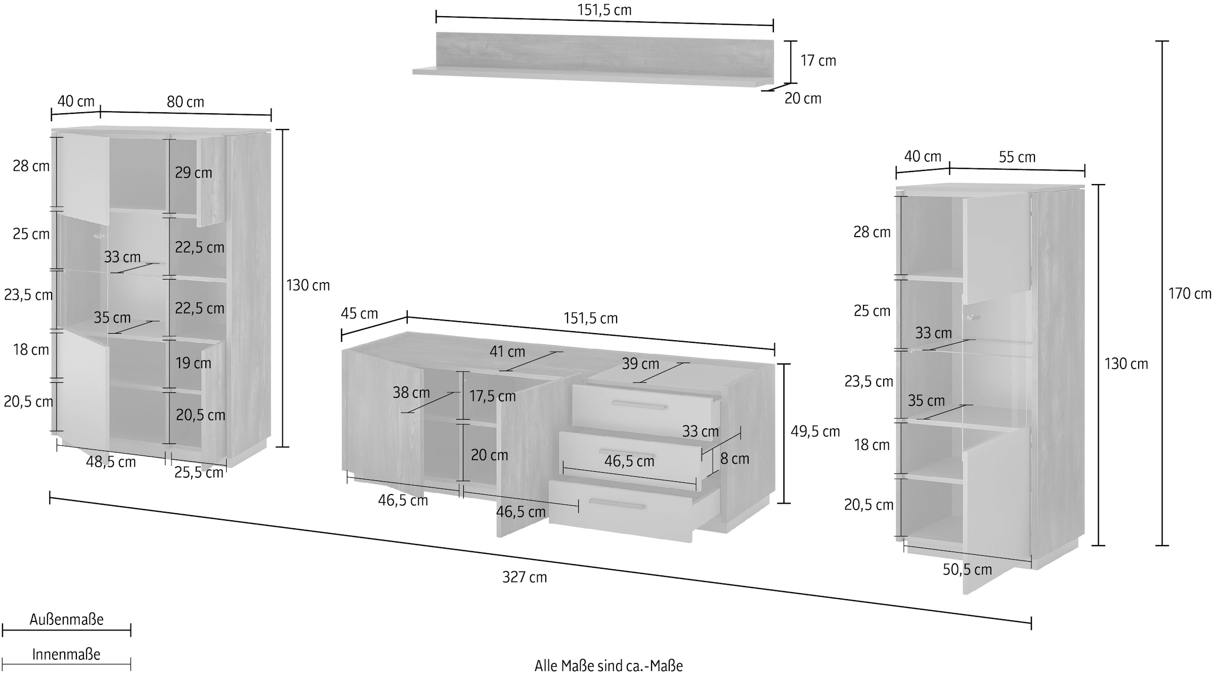 INOSIGN Schrank-Set »LARGO«, (Set, 4 St.), mit Soft-Close-Funktion