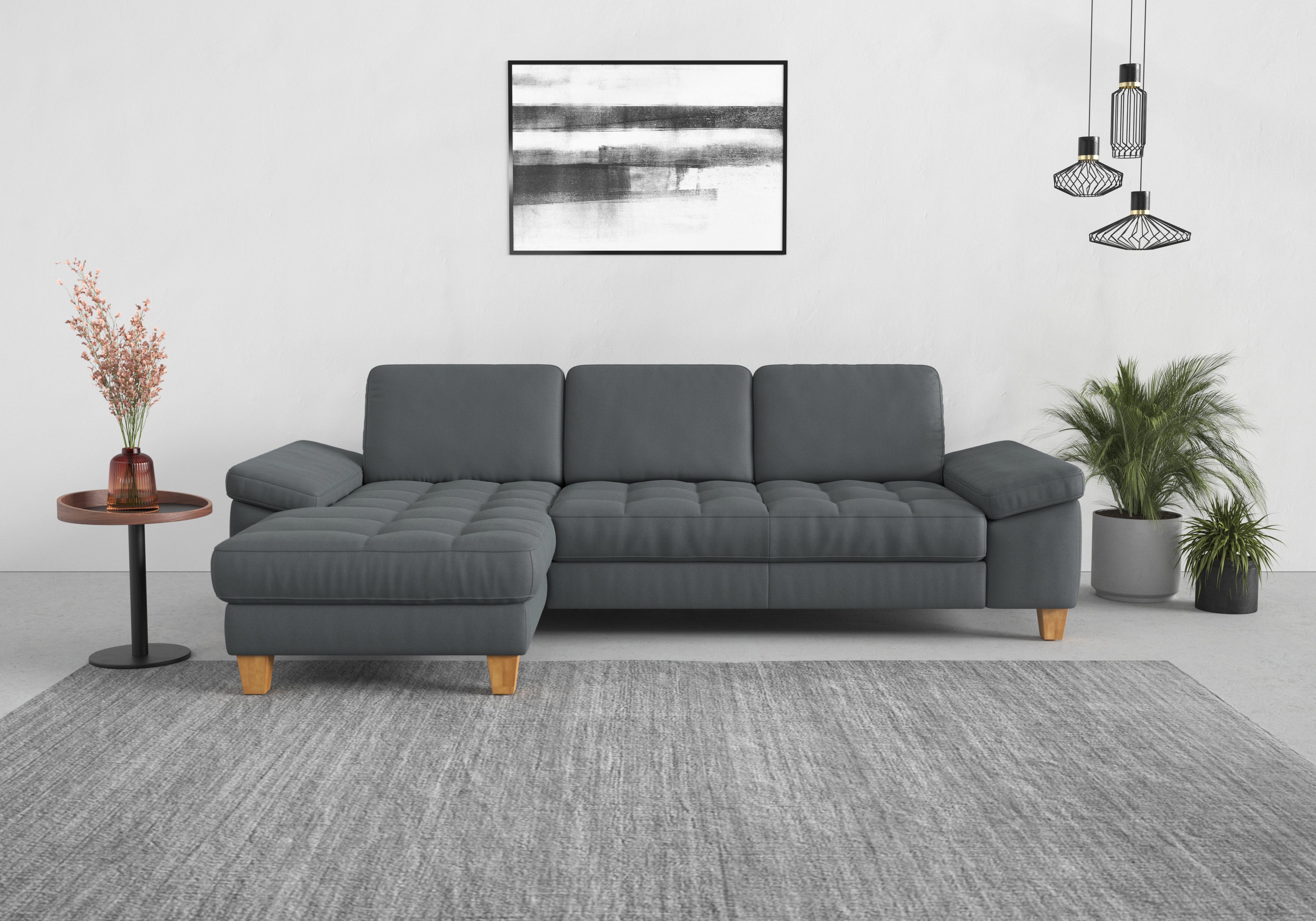 sit&more Ecksofa "Westham L-Form" mit Recamiere, mit oder ohne Schlaffunktion, Bettkasten, Füße Eiche