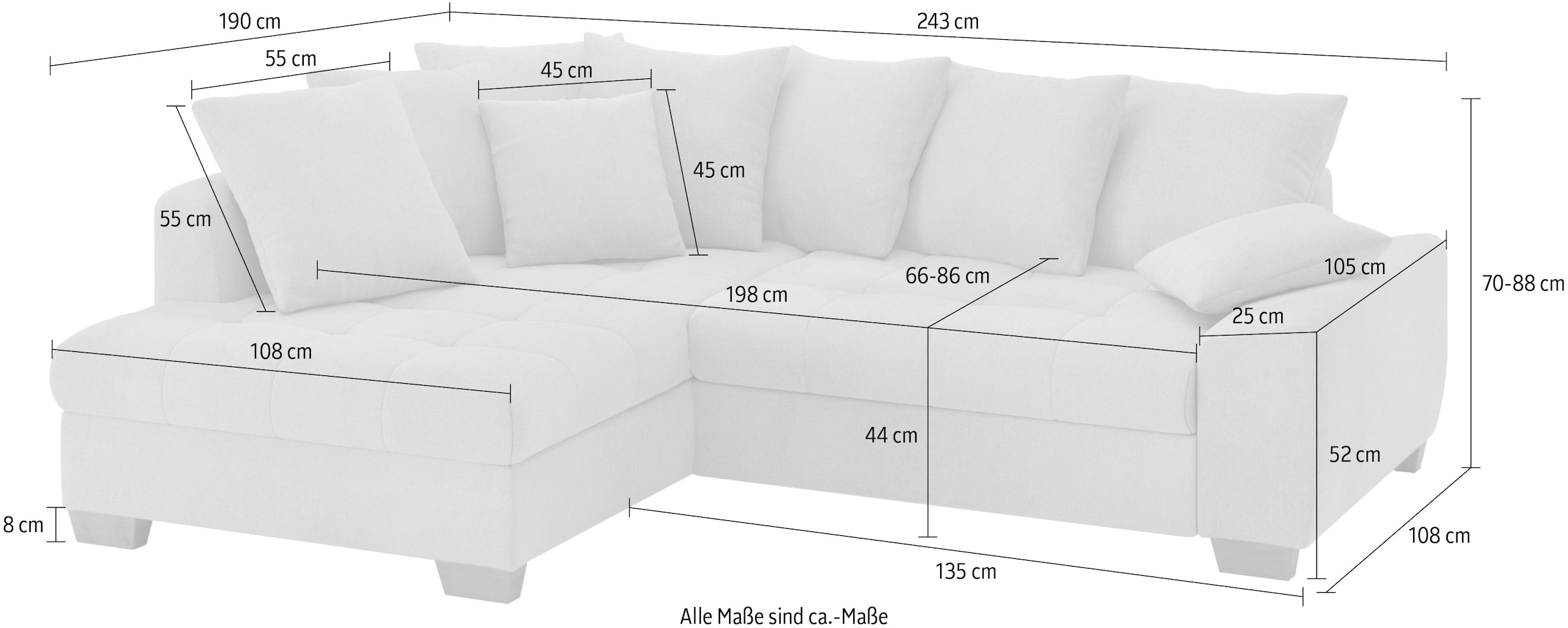 Mr. Couch Ecksofa »Nikita II, L-Form«, Wahlweise mit Kaltschaum, EasyBett, Bettkasten