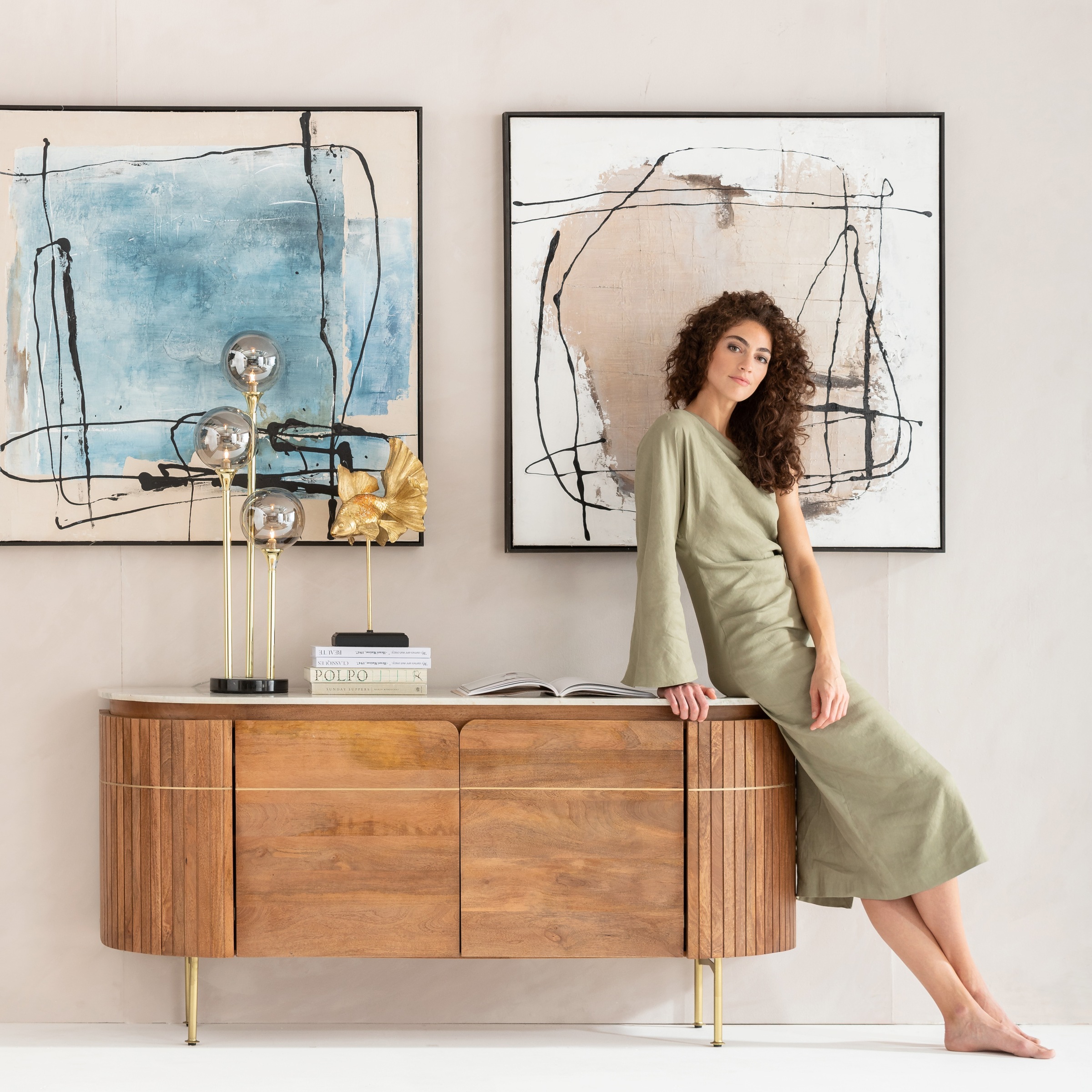 Kare Design Bild mit Rahmen »Gerahmtes Bild Dust Blau« in blau, Größe B/H/T: 100 cm x 100 cm x 4,5 cm