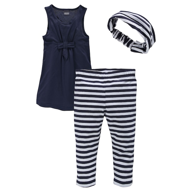 KIDSWORLD Kleid, Leggings & Haarband, (Set, 3 tlg.), Capri und Haarband  maritim geringelt bestellen bei OTTO
