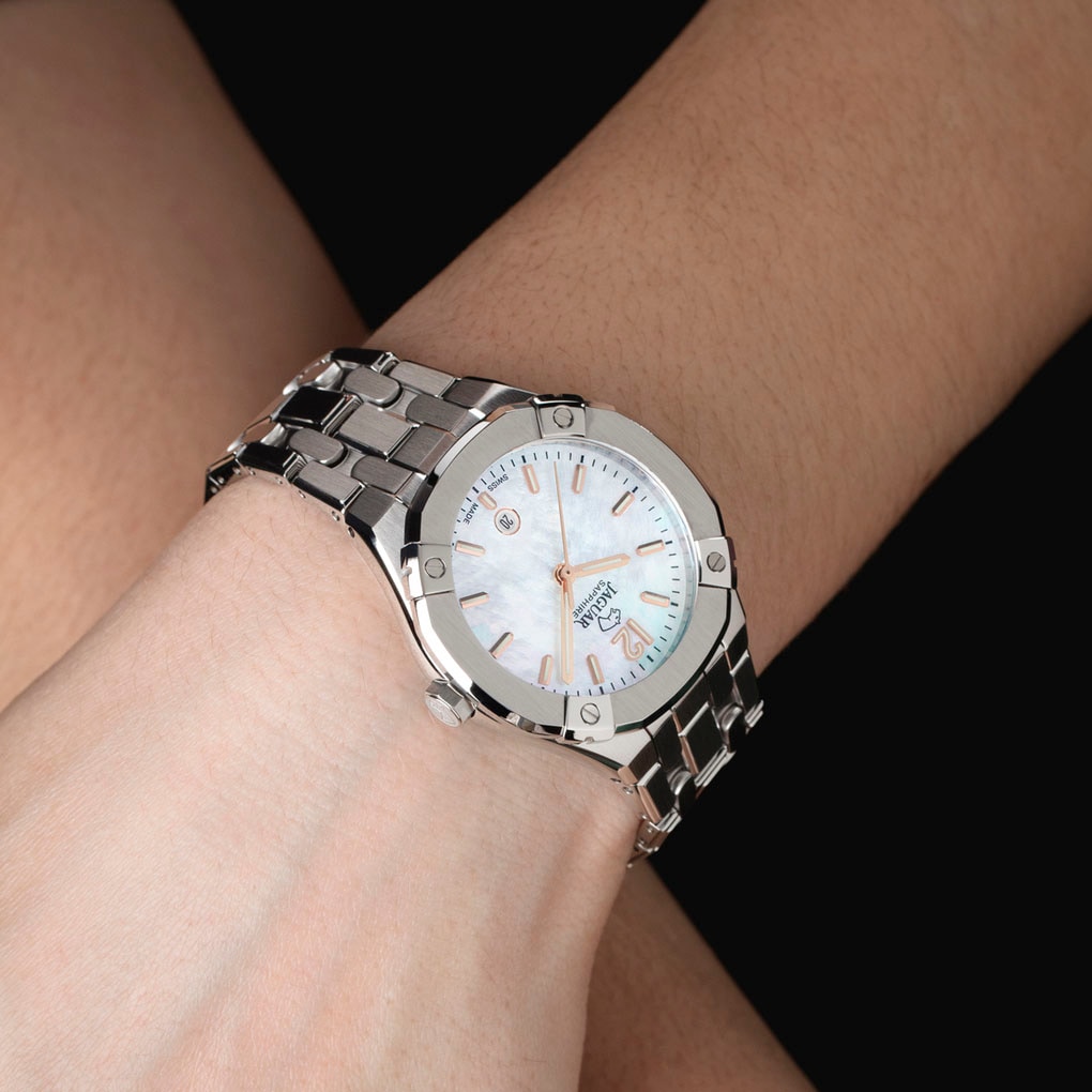 Jaguar Quarzuhr »Diplomatic«, Armbanduhr, Damenuhr, Swiss Made, Edelstahlarmband, analog, Tag