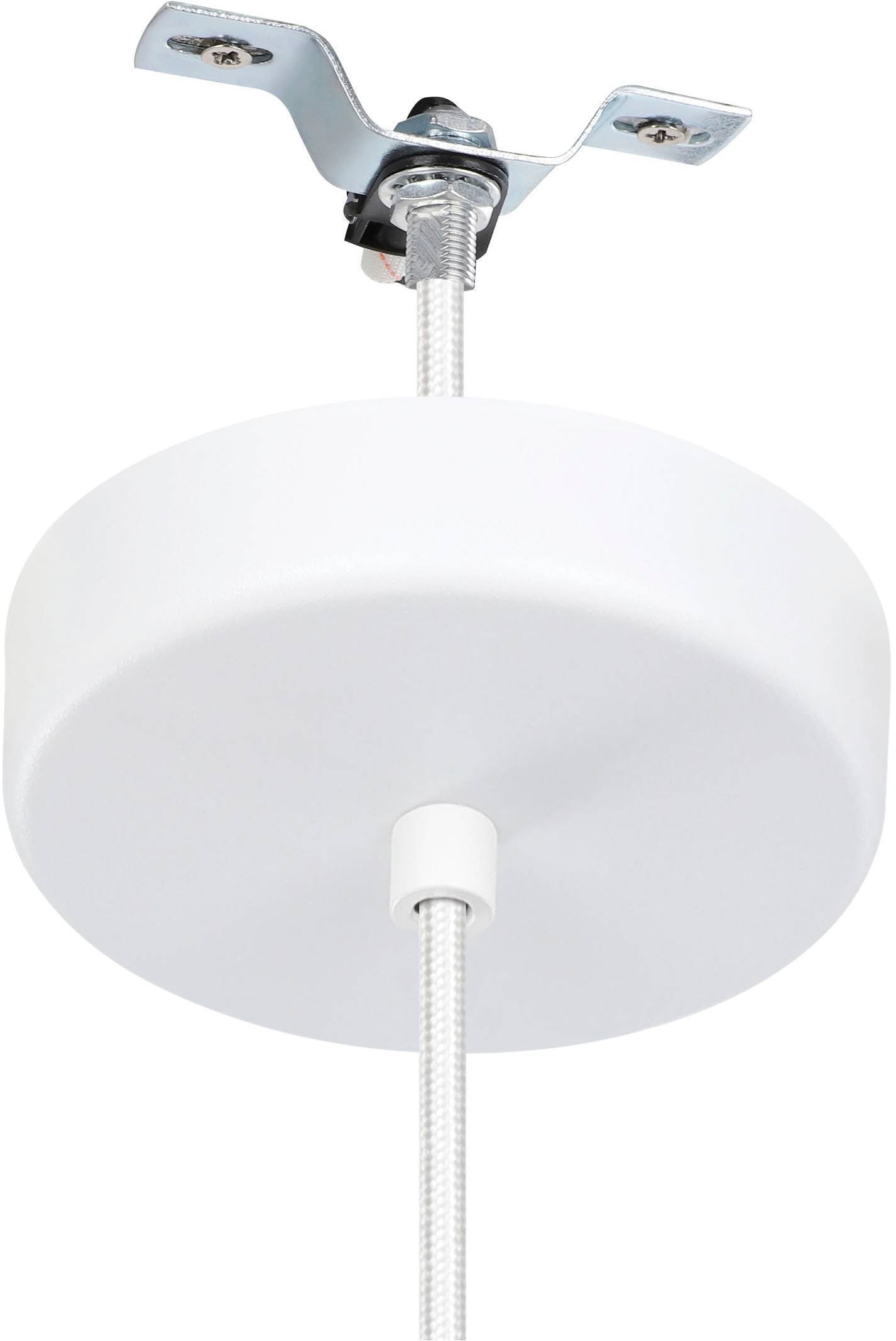 EGLO Hängeleuchte »Dolwen Hängelampe, Pendelleuchte, Esszimmerlampe Japanisch, E27, Lampe« E27 1 Stk. Hängeleuchte - H110 x Ø42,5 cm - weiß - 1X40W exkl.