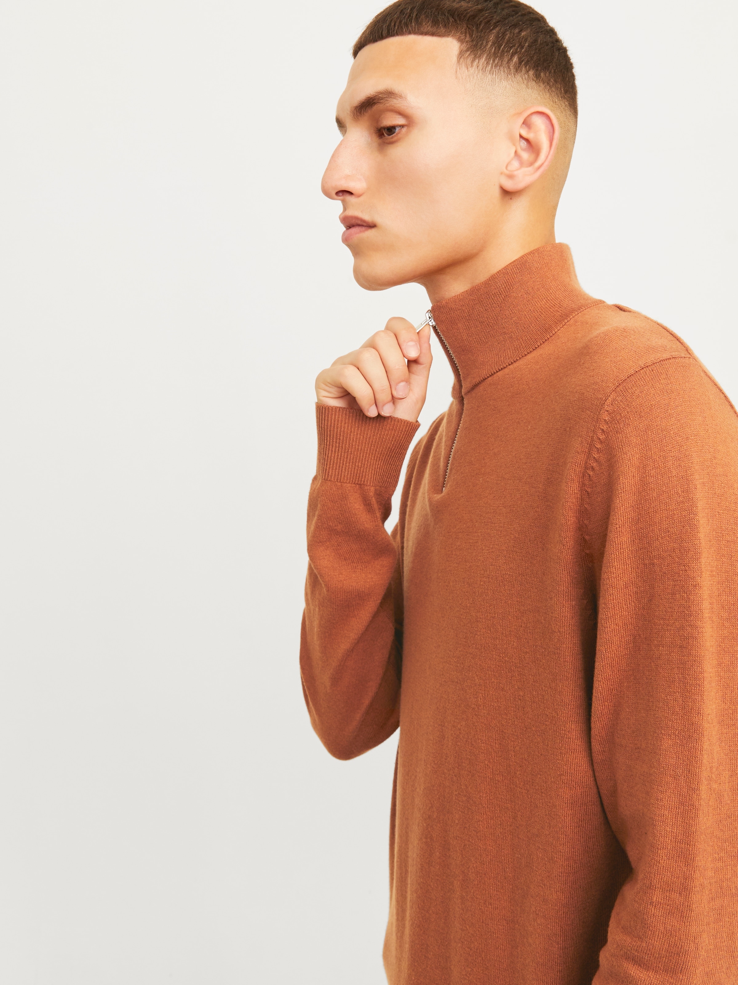 Jack & Jones Troyer »JJEEMIL KNIT HALF ZIP NOOS«, mit Rippbündchen