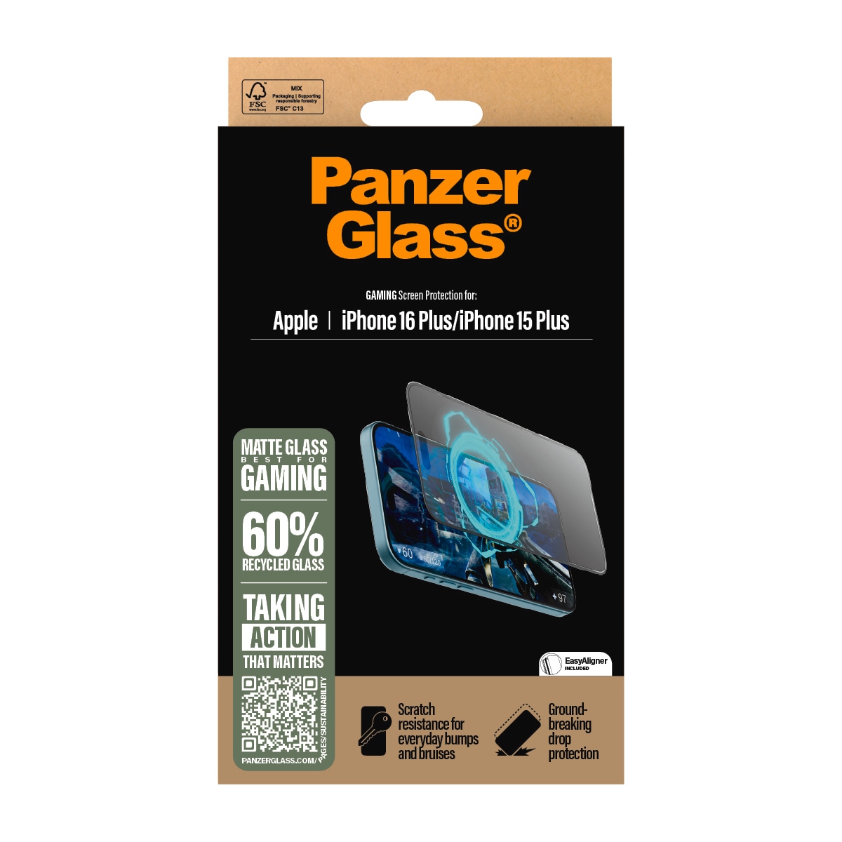 PanzerGlass Displayschutzglas »Gaming Screen Protection«, für Apple iPhone 16 Plus-Apple iPhone 15 Plus, Displayschutzfolie, Schutzfolie, Bildschirmschutz, kratz- & stoßfest
