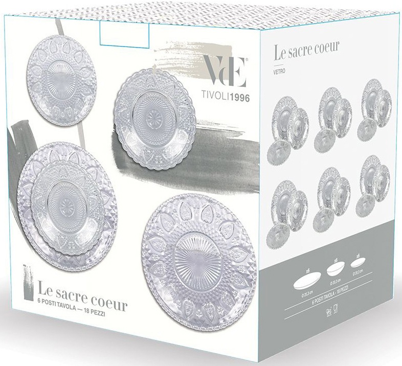 Villa d'Este Tafelservice »Geschirr-Set, Service Le Sacre Coeur«, (Set, 18 tlg.), Geschirr, Teller Set (Speiseteller, Suppenteller, Dessertteller)