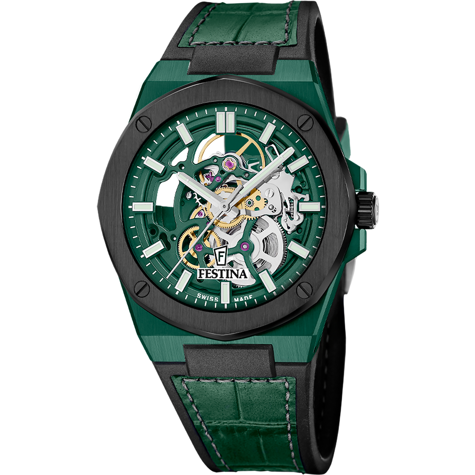Festina Automatikuhr »Automatic« Armbanduhr, Herrenuhr, Swiss Made, Mechanische Uhr, Lederarmband