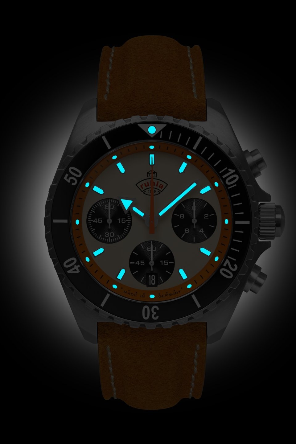 ruhla Chronograph »Glasbach Cup«, Quarzuhr, Herrenuhr, Datum, Stoppfunktion, Saphirglas, Made in Germany