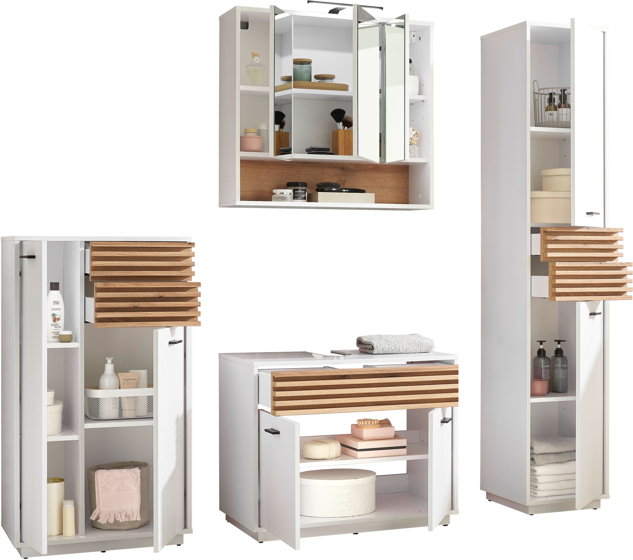 BASIC by Balculina Waschbeckenunterschrank »Liguria B/H/T 80x64x40 cm« 1 Stk. tlg. Breite 80cm, Unterflurauszug, FSC-Mix 70%