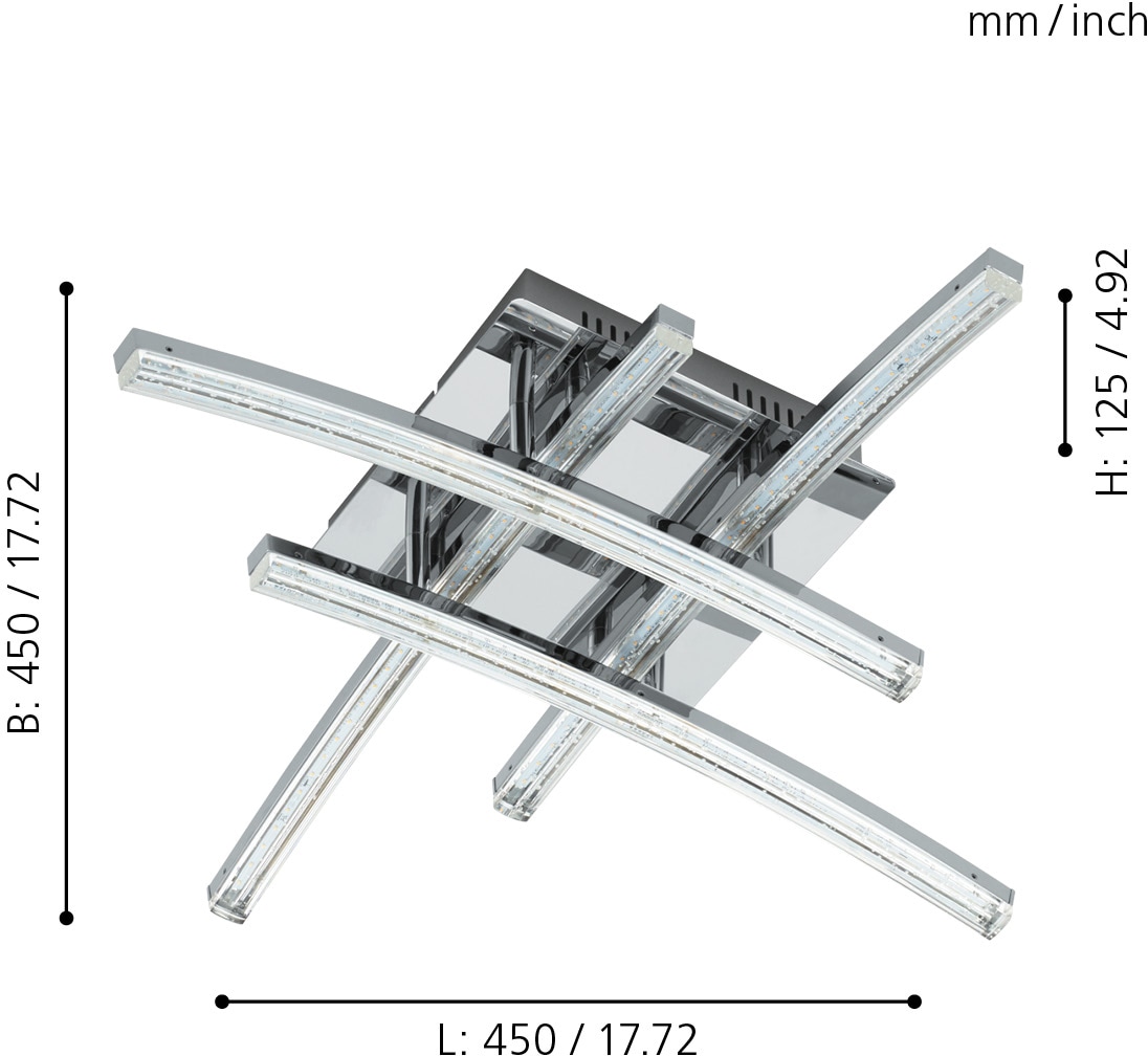 Shop Chrom und flammig-flammig, Online 4 Flurlampe Deckenlampe, OTTO LED EGLO Transparent im Decke Deckenleuchte »PERTINI«, in