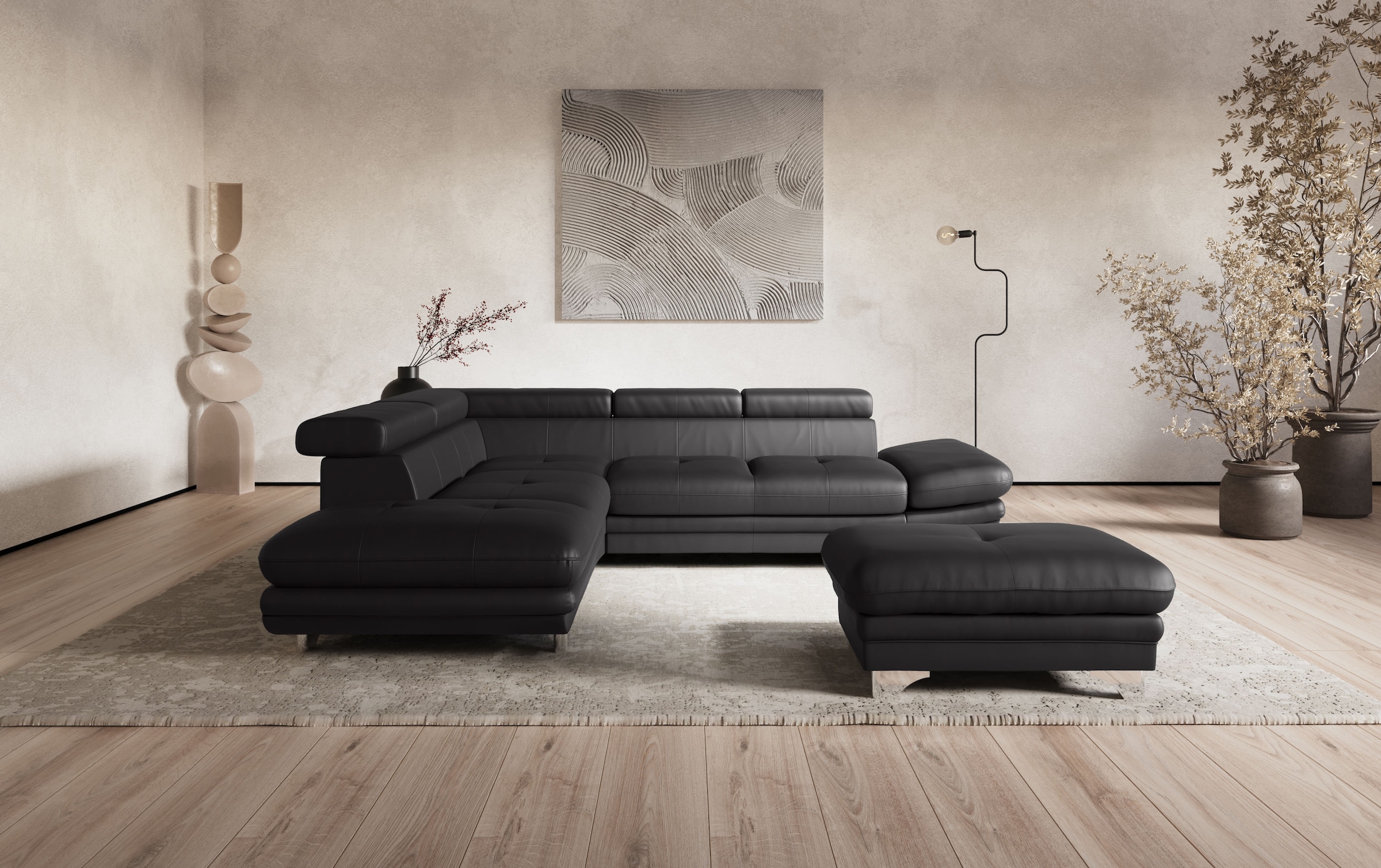 COTTA Ecksofa »Enterprise L-Form«, mit Arm- & Kopfteilverstellung, wahlweise mit Bettfunktion