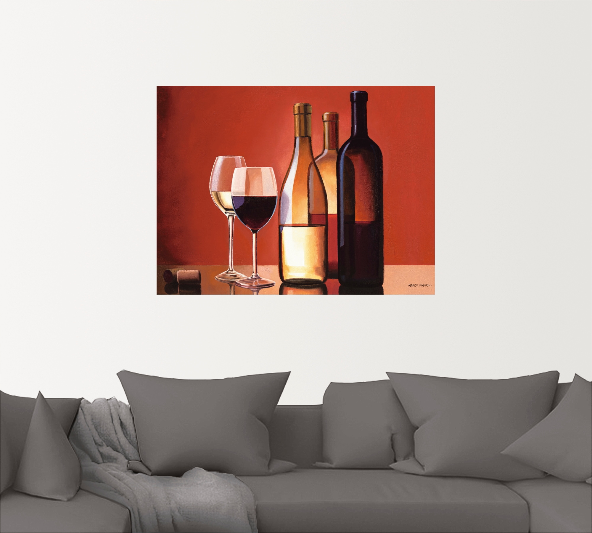 Artland Wandbild »Wein Trio«, Getränke, (1 St.), als Leinwandbild, Wandaufkleber oder Poster in versch. Größen