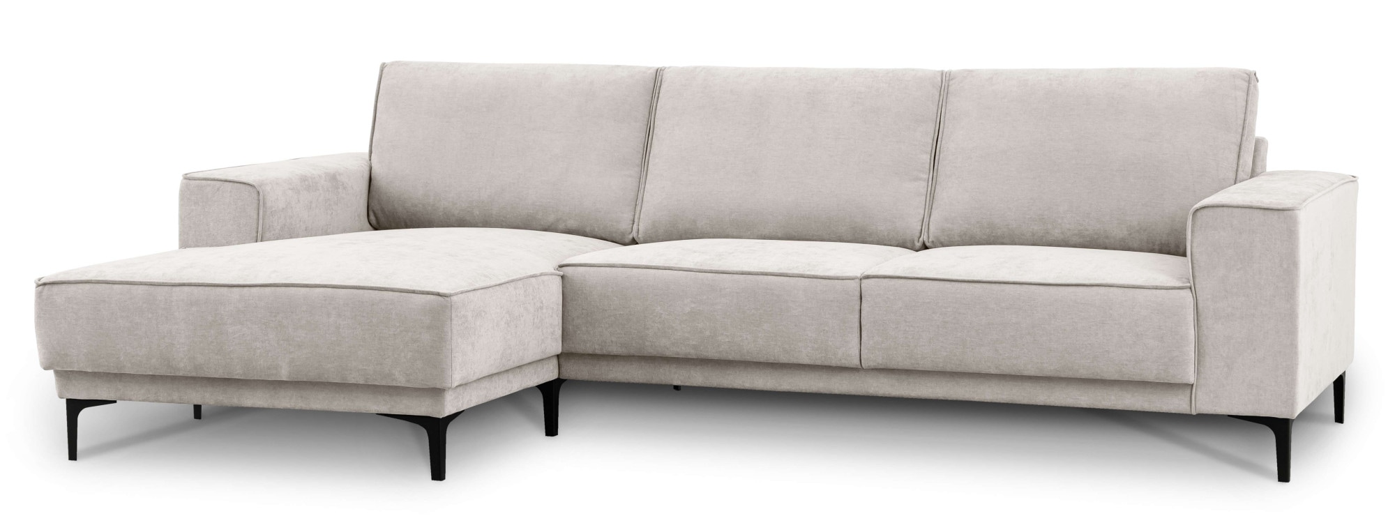 PLACES OF STYLE Ecksofa »Polsterecke Oland, Struktur, Flachgewebe, Luxus-Microfaser, Boucle« L-Form, 280 cm, Wellenunterfederung, Skandi-Design, Metallfüße