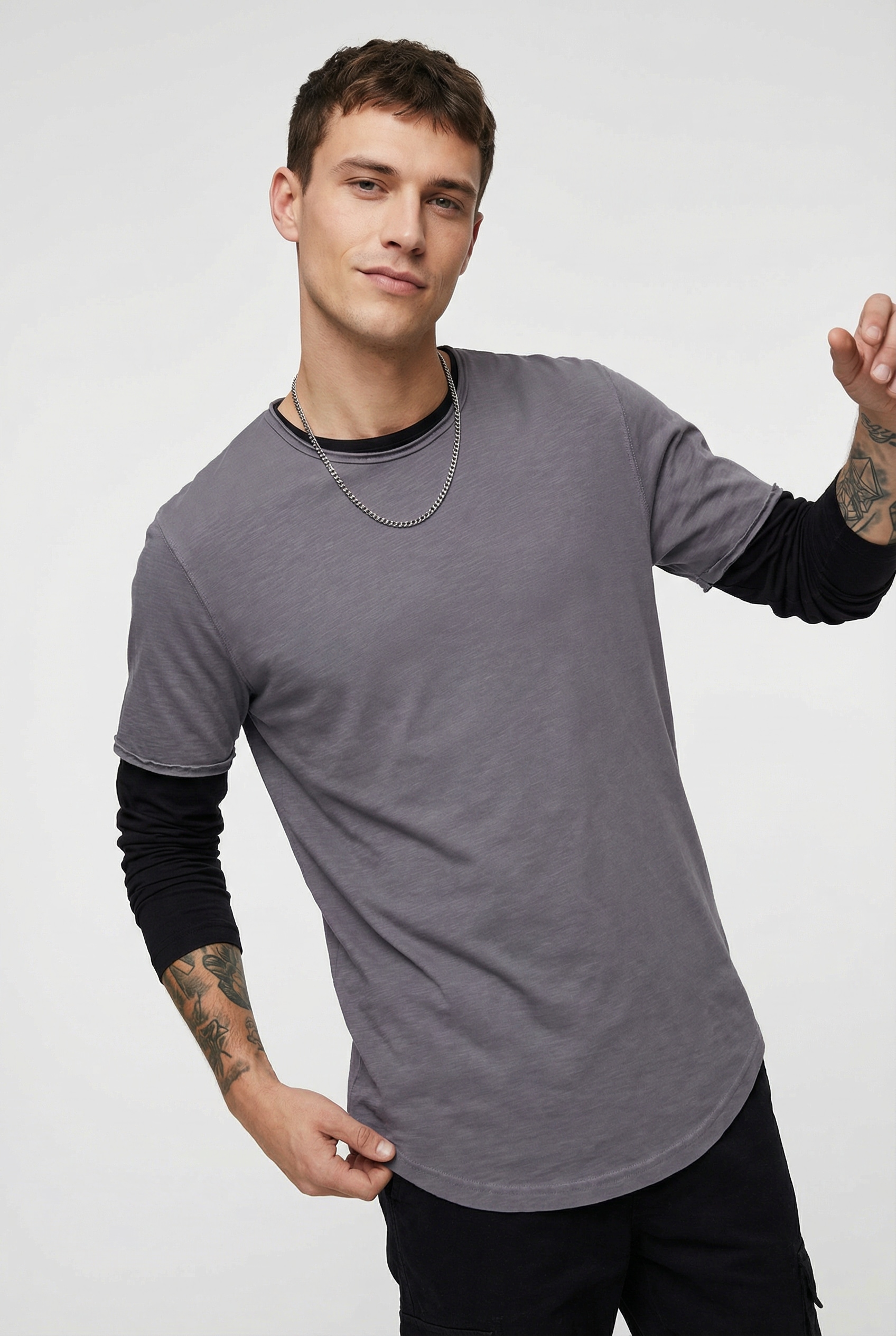 ONLY & SONS Rundhalsshirt »ONSBENNE LONGY SS TEE NF 7822 NOOS« Baumwolle, lang geschnitten