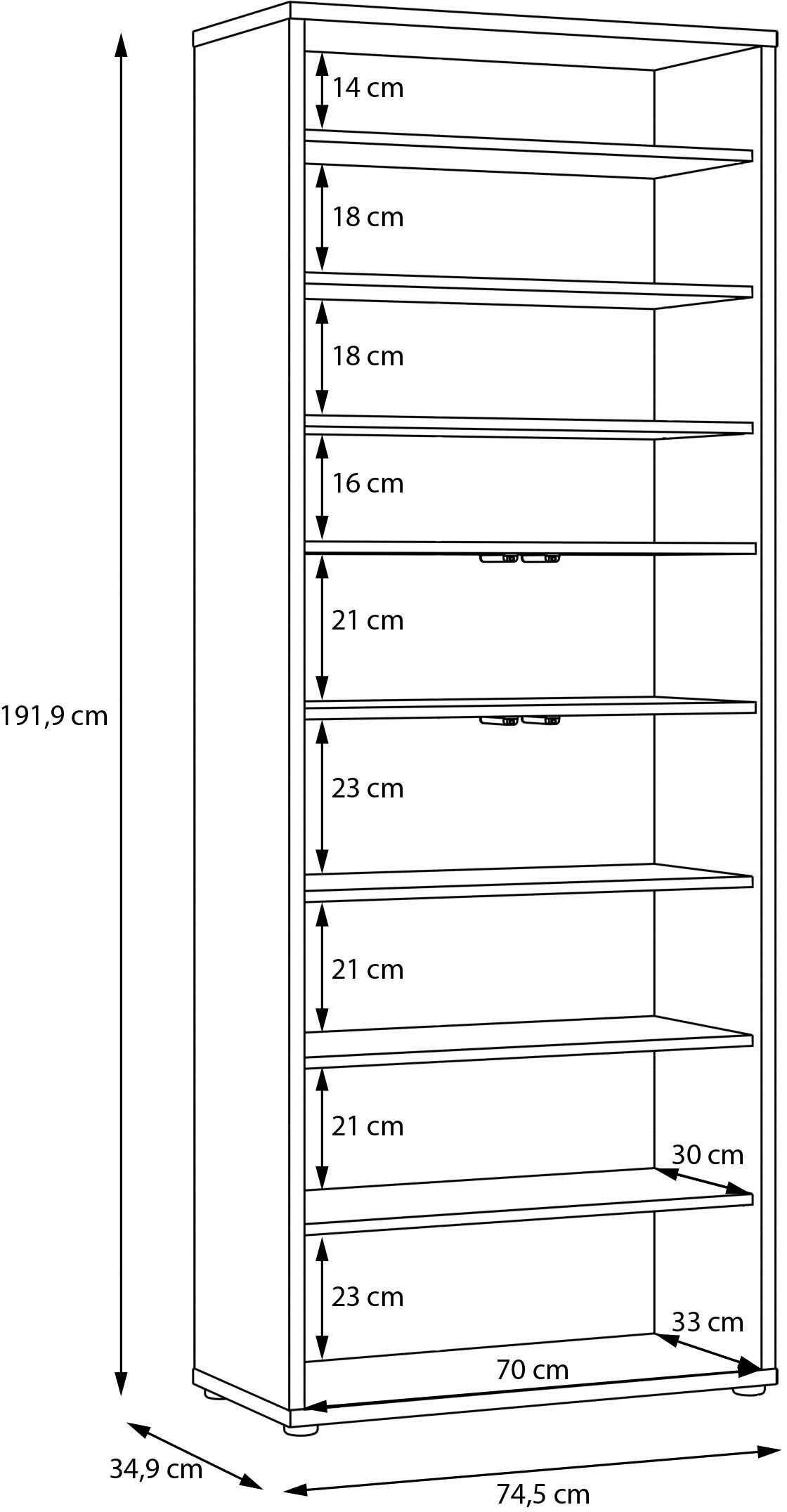 FORTE Schuhschrank »Alice Springs, Schuhschrank, Höhe 191,9 cm, 4 Türen, viel Platz« B/H/T 74,5/191,9/34,9 cm,  Stauraumschrank, Mehrzweckschrank, Breite 74,5 cm, mit 8 Böden