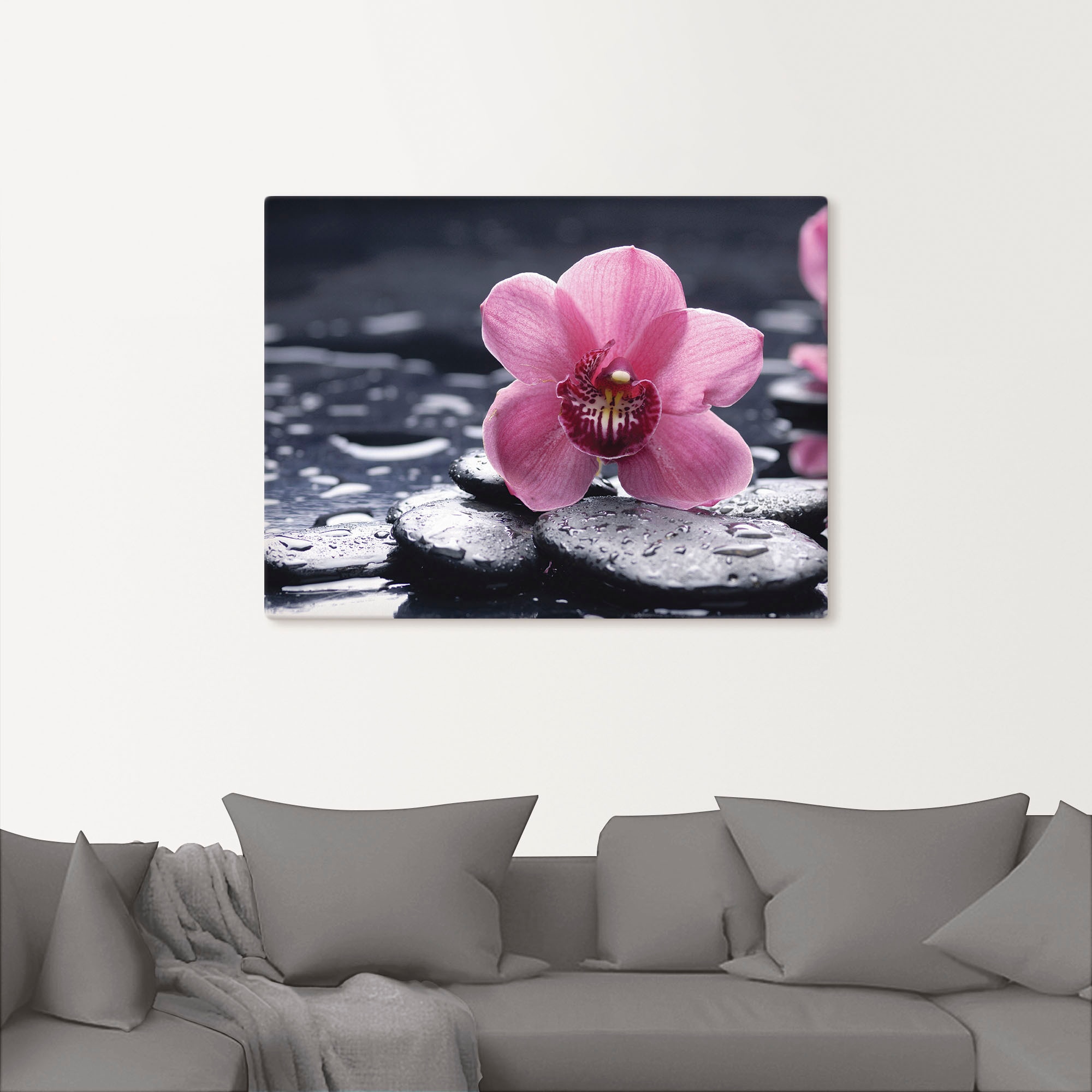 Artland Wandbild »Stillleben mit Kiesel und einer Orchidee«, Blumen, (1  St.), als Alubild, Leinwandbild, Wandaufkleber oder Poster in versch.  Größen bei OTTO