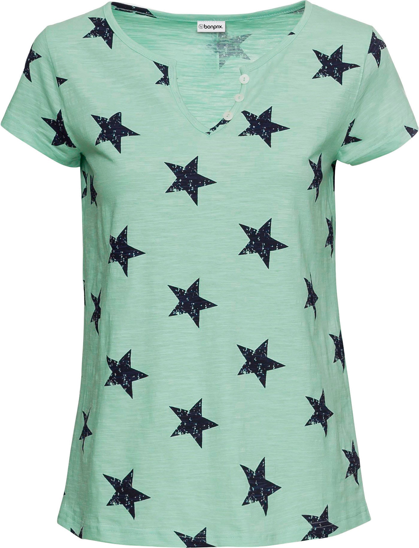 bonprix T-Shirt schmale Passform, Kurzarm-Design, mit Sternprint