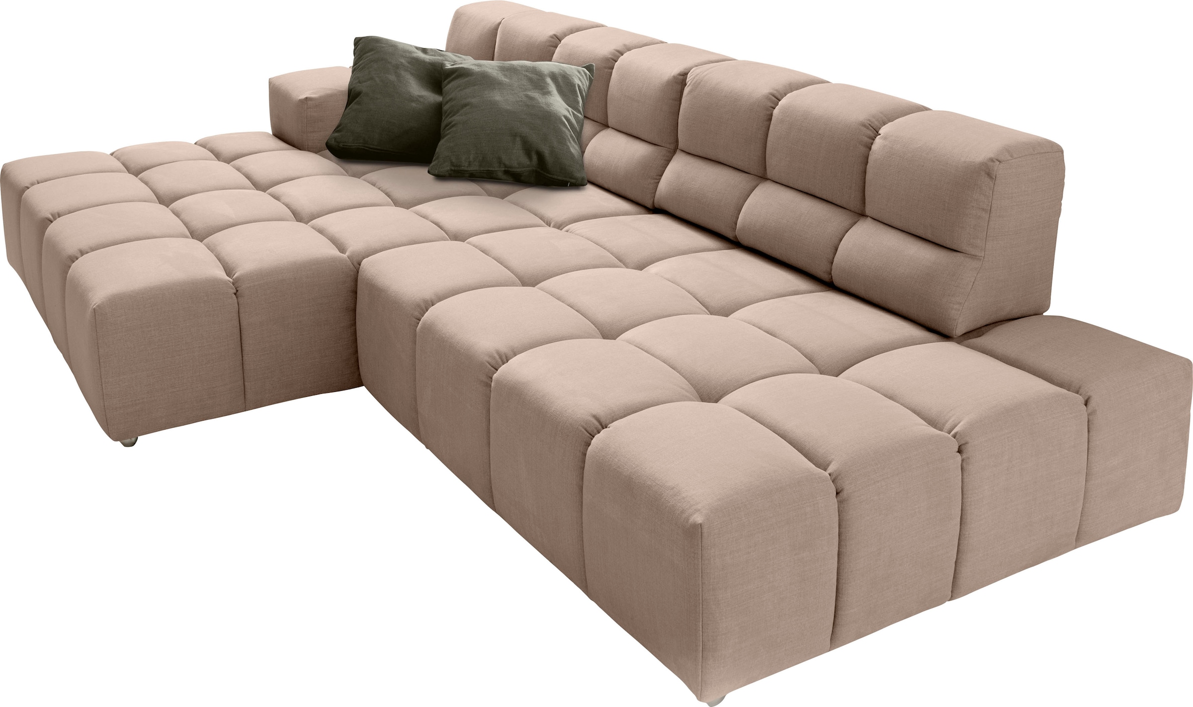 designwerk Ecksofa »Temple, Designsofa trifft hohen Sitzkomfort, L-Form«, Recamiere links oder rechts, mit Sitztiefenverstellung