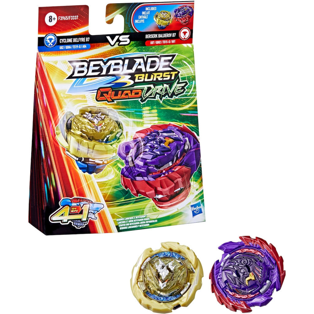 Hasbro Speed-Kreisel »Beyblade Burst QuadDrive Berserk Balderov B7 und Cyclone Belfyre B7«