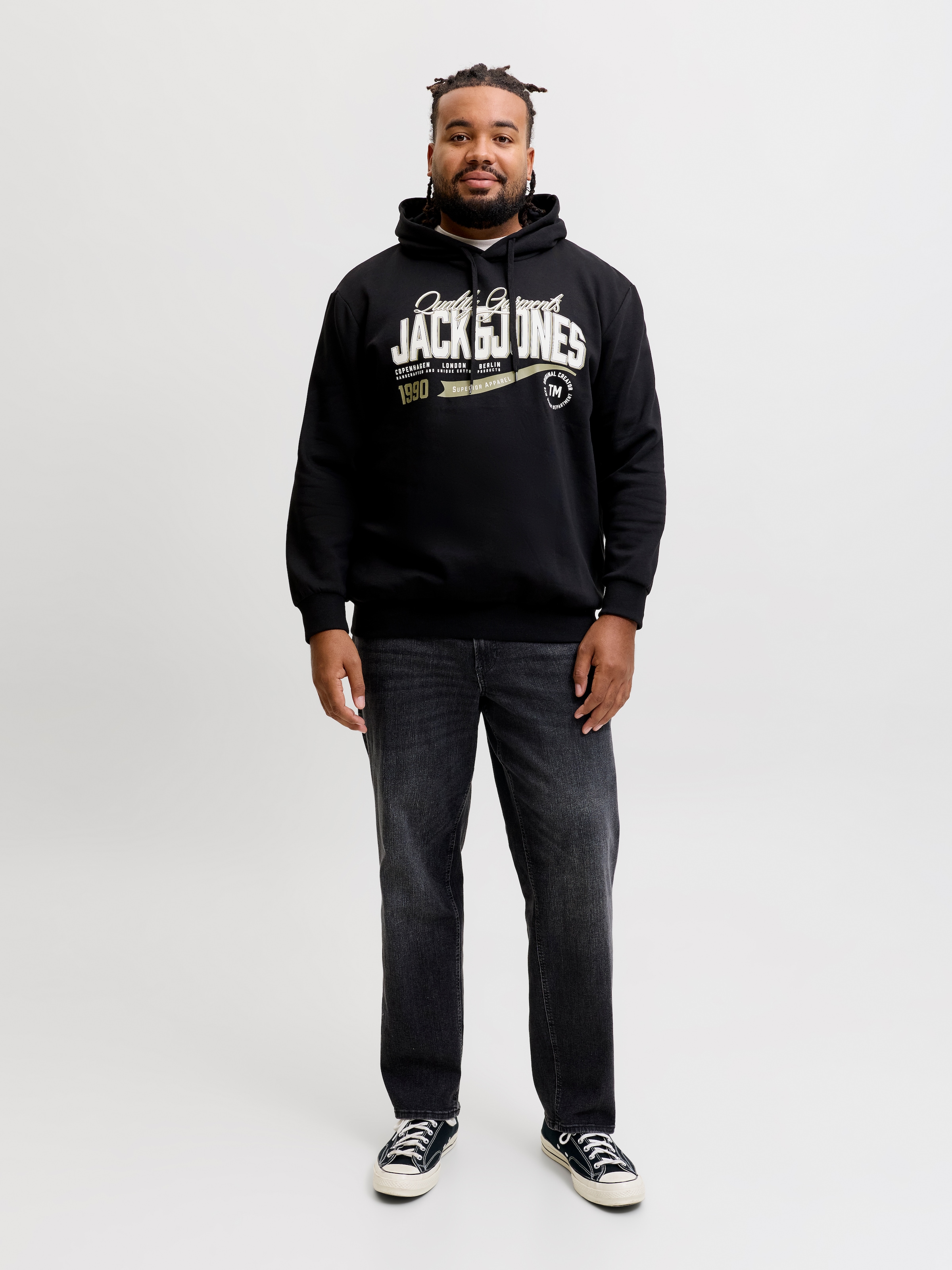 Jack & Jones PlusSize Kapuzensweatshirt »JJELOGO SWEAT HOOD 2 COL AW26 SN PLS«, Baumwollmischung, normal geschnitten

