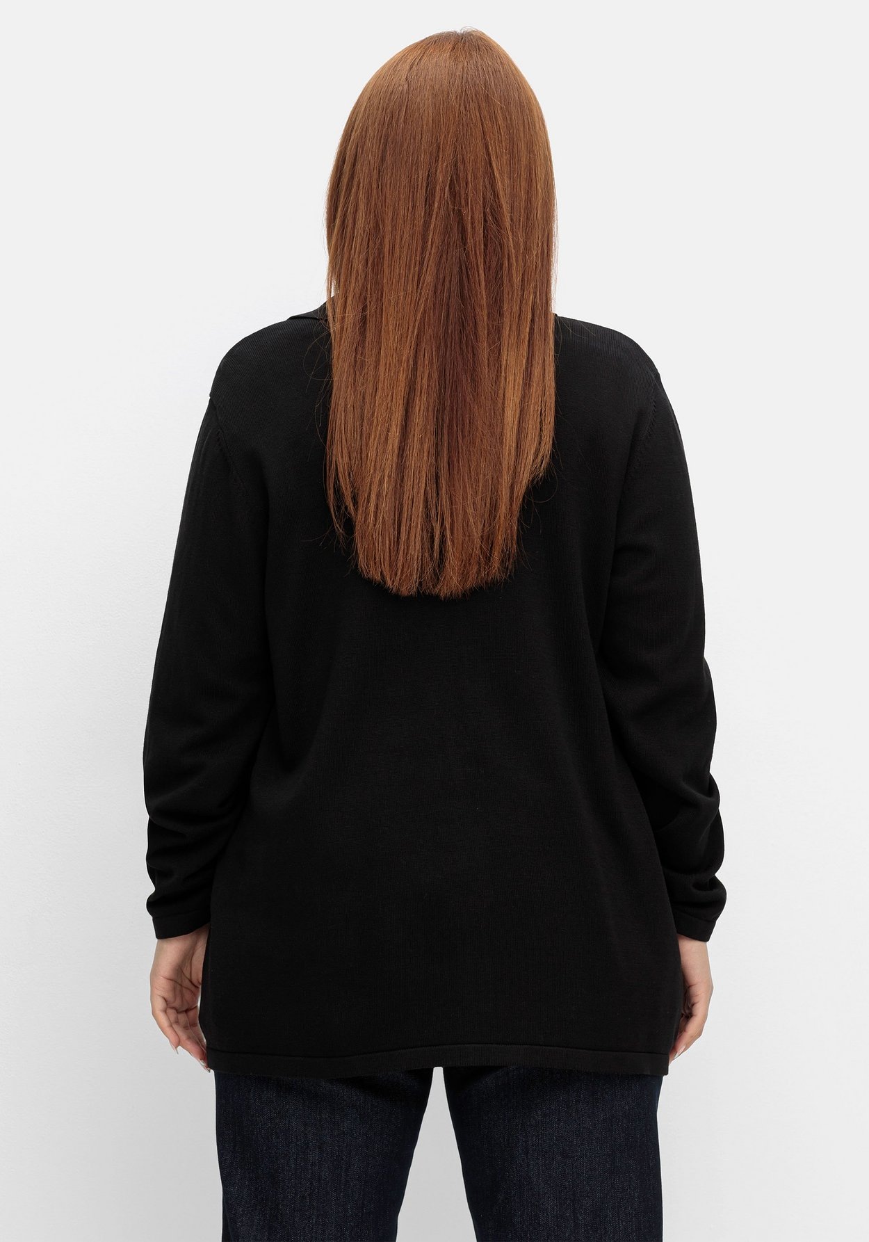 Sheego Strickjacke »Strickjacke in Petite-Passform in Petite Passform, mit Polokragen«