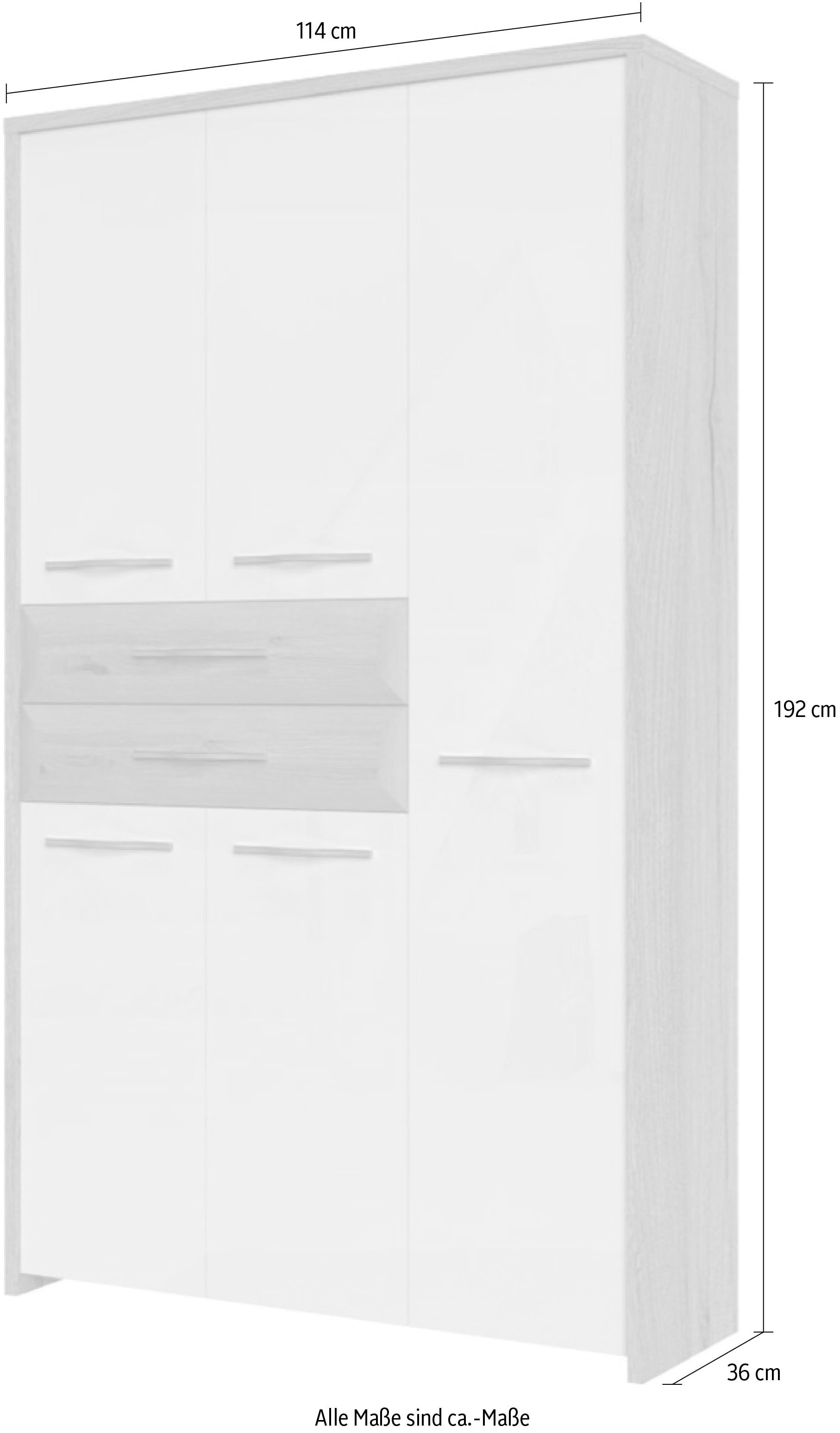 Home affaire Garderobenschrank »Gala«, hochwertig UV lackiert, Soft-Close-Funktion, Höhe 192cm