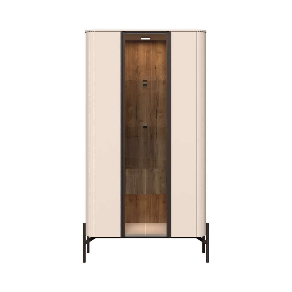 Home affaire Vitrine »Rondo, Showcase, Parsol-Sicherheitsglas, integrierte LED-Beleuchtung« UV lackiert, Soft Close Funktion, Metallrahmen als Basis des Elements